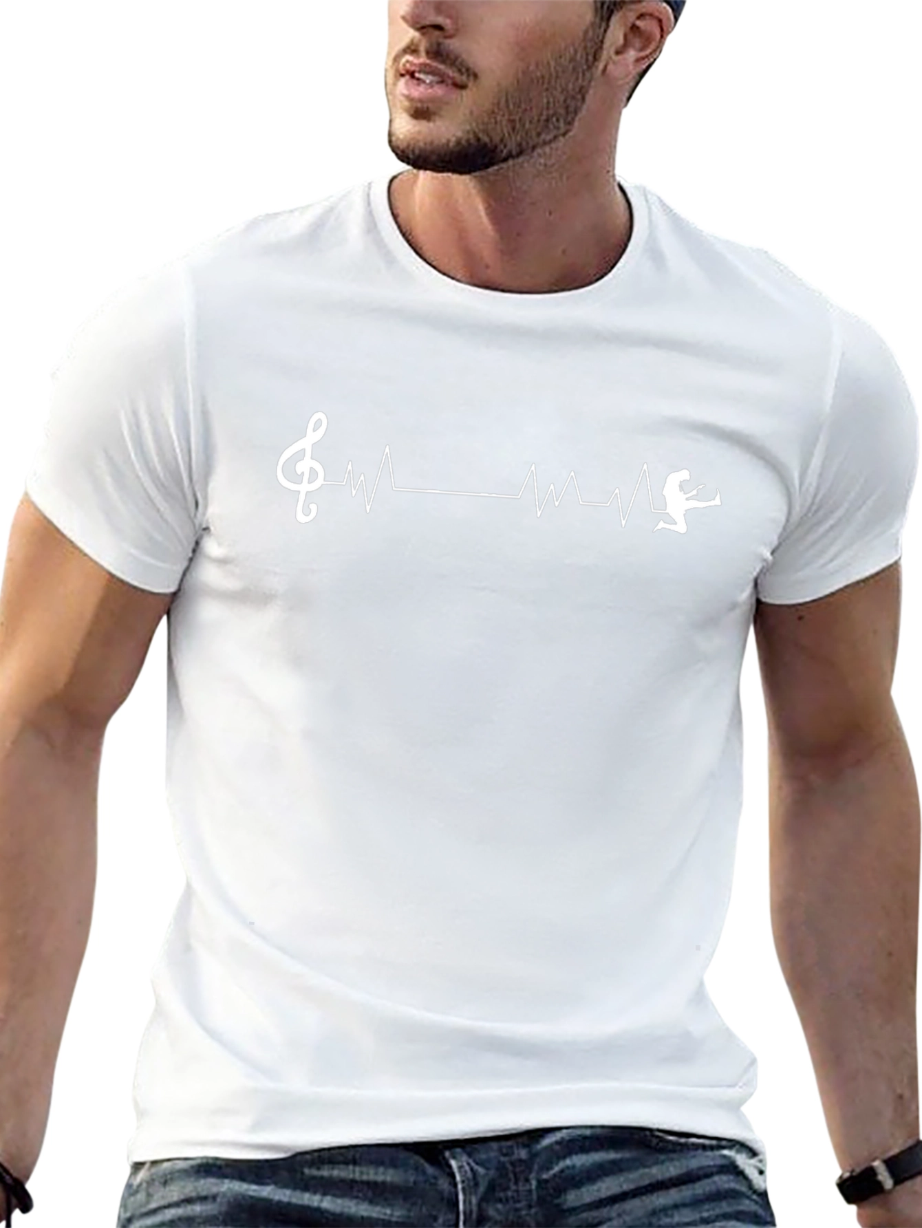 Camiseta Negra Musical con Latido de Guitarrista
