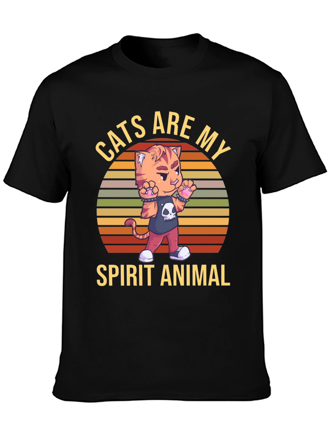 Camiseta Negra: Gato Animal Espiritual