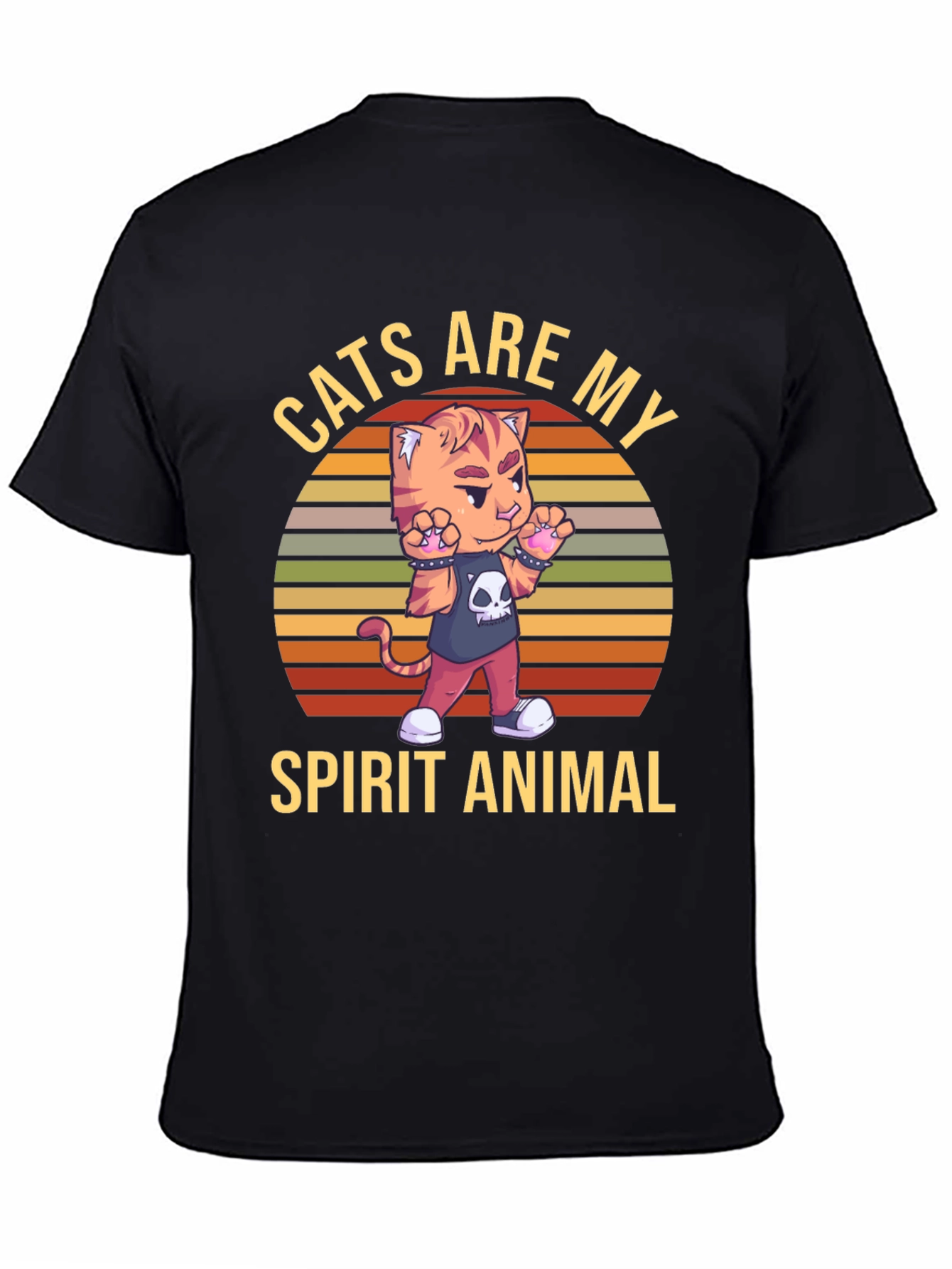 Camiseta Negra: Gato Animal Espiritual