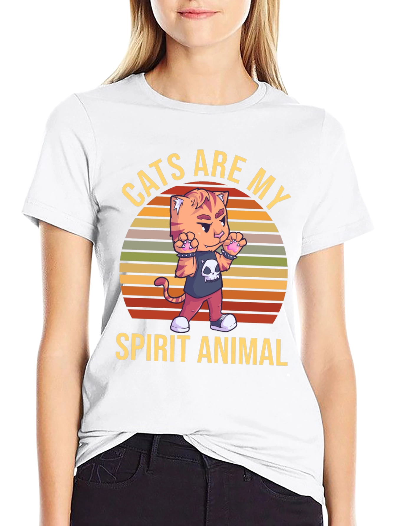 Camiseta Negra: Gato Animal Espiritual