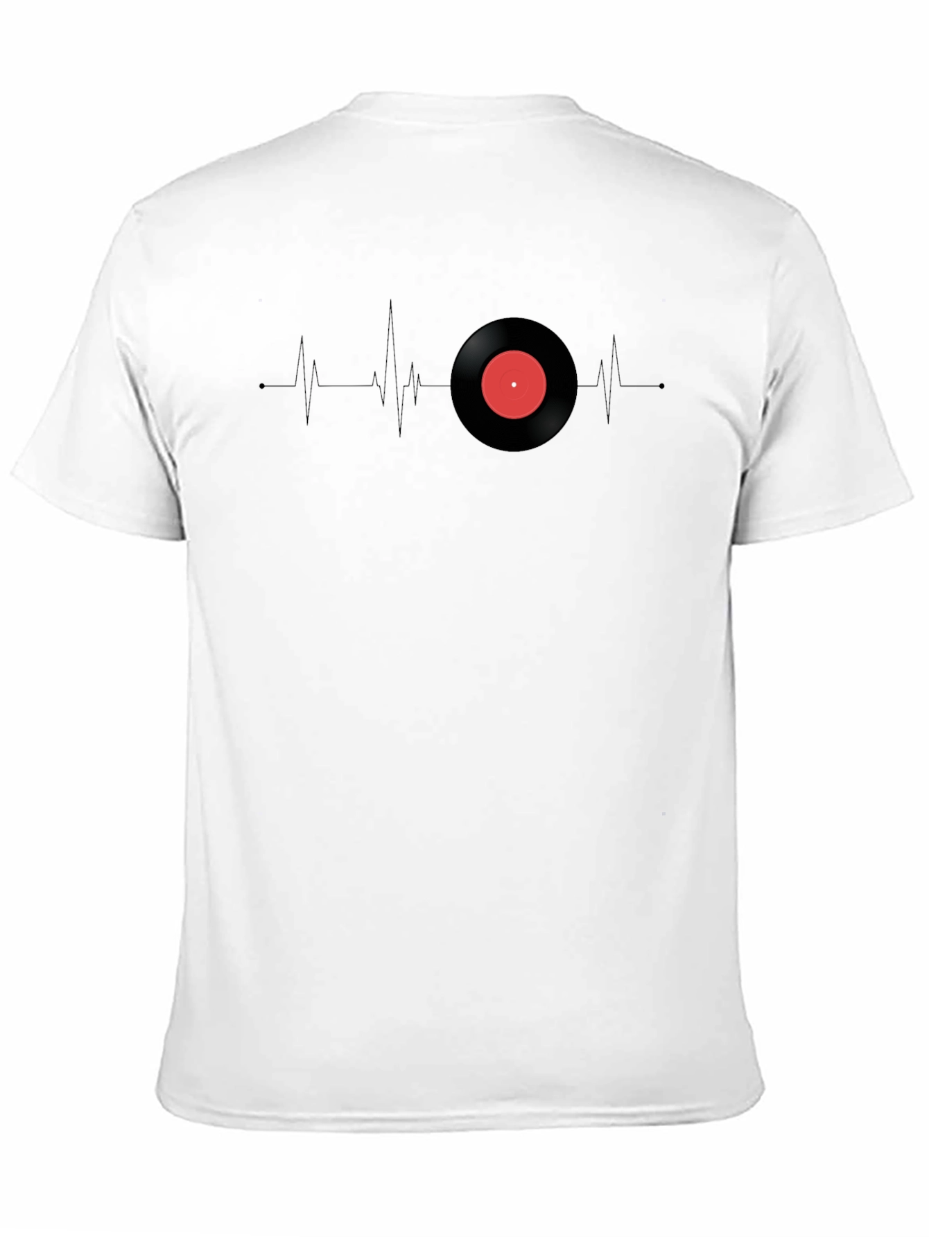 Camiseta Negra Ritmo Vinilo Corazón Musical