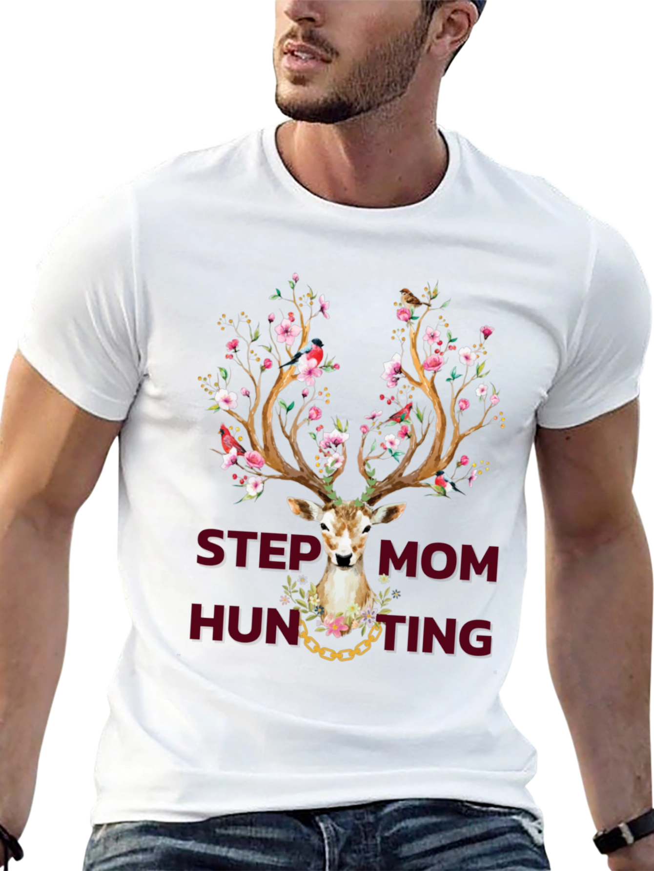 Camiseta Estampada Step Mom Hunting Ciervo Floral