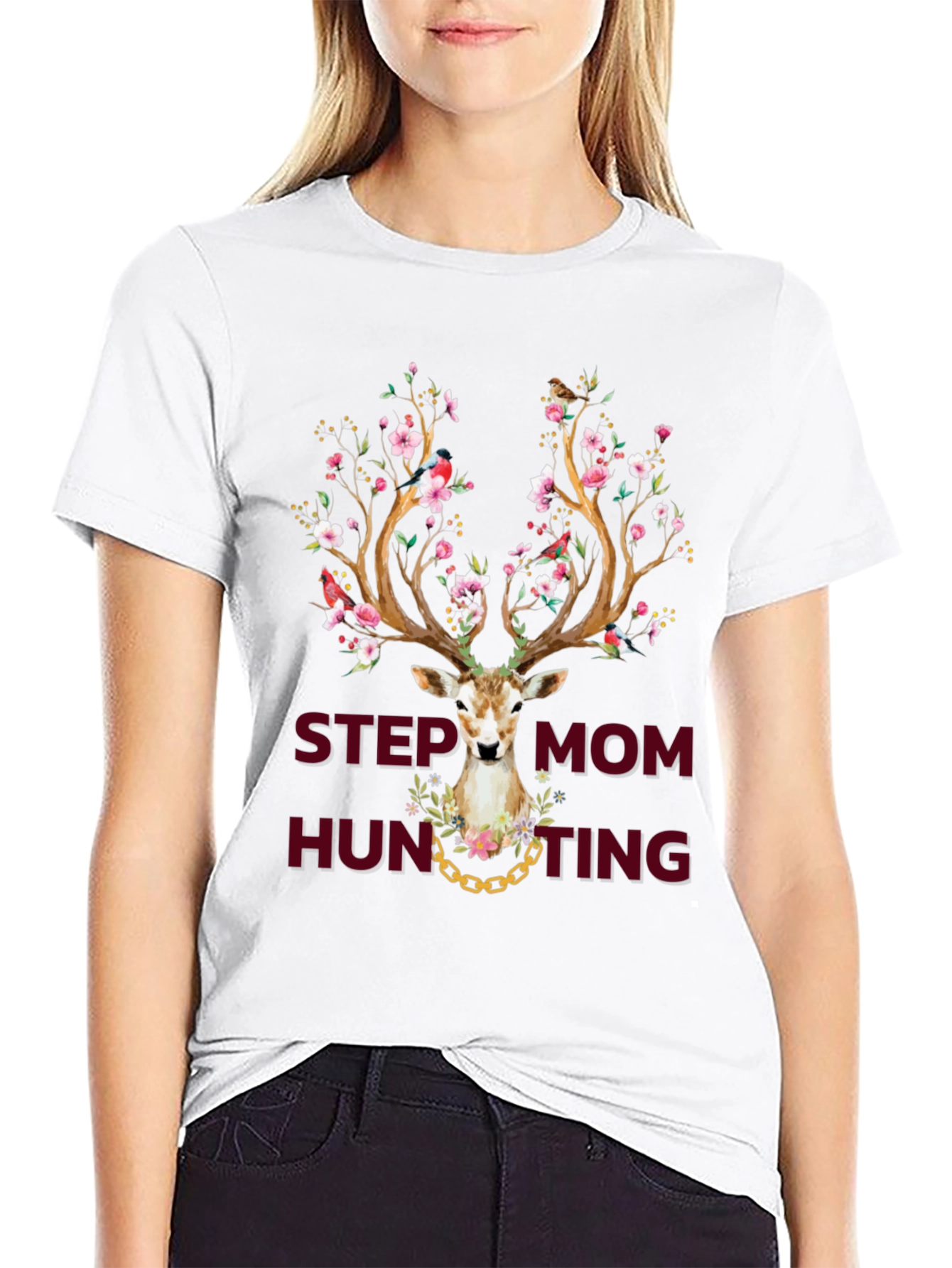 Camiseta Estampada Step Mom Hunting Ciervo Floral