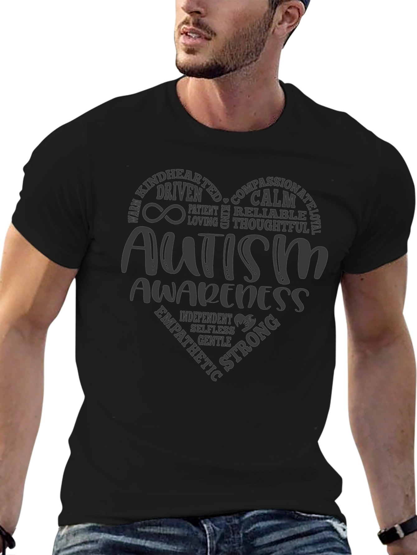 Camiseta Negra Con Diseño Concienciación Autismo