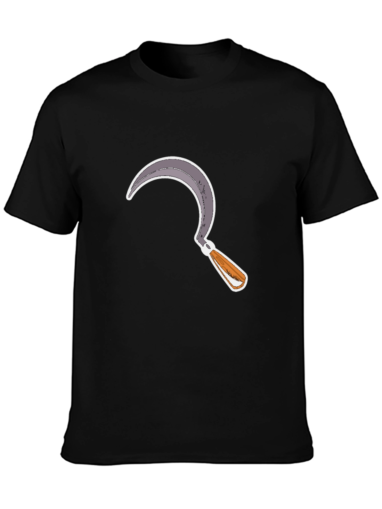 Camiseta Negra con Diseño de Hoz Estilizada