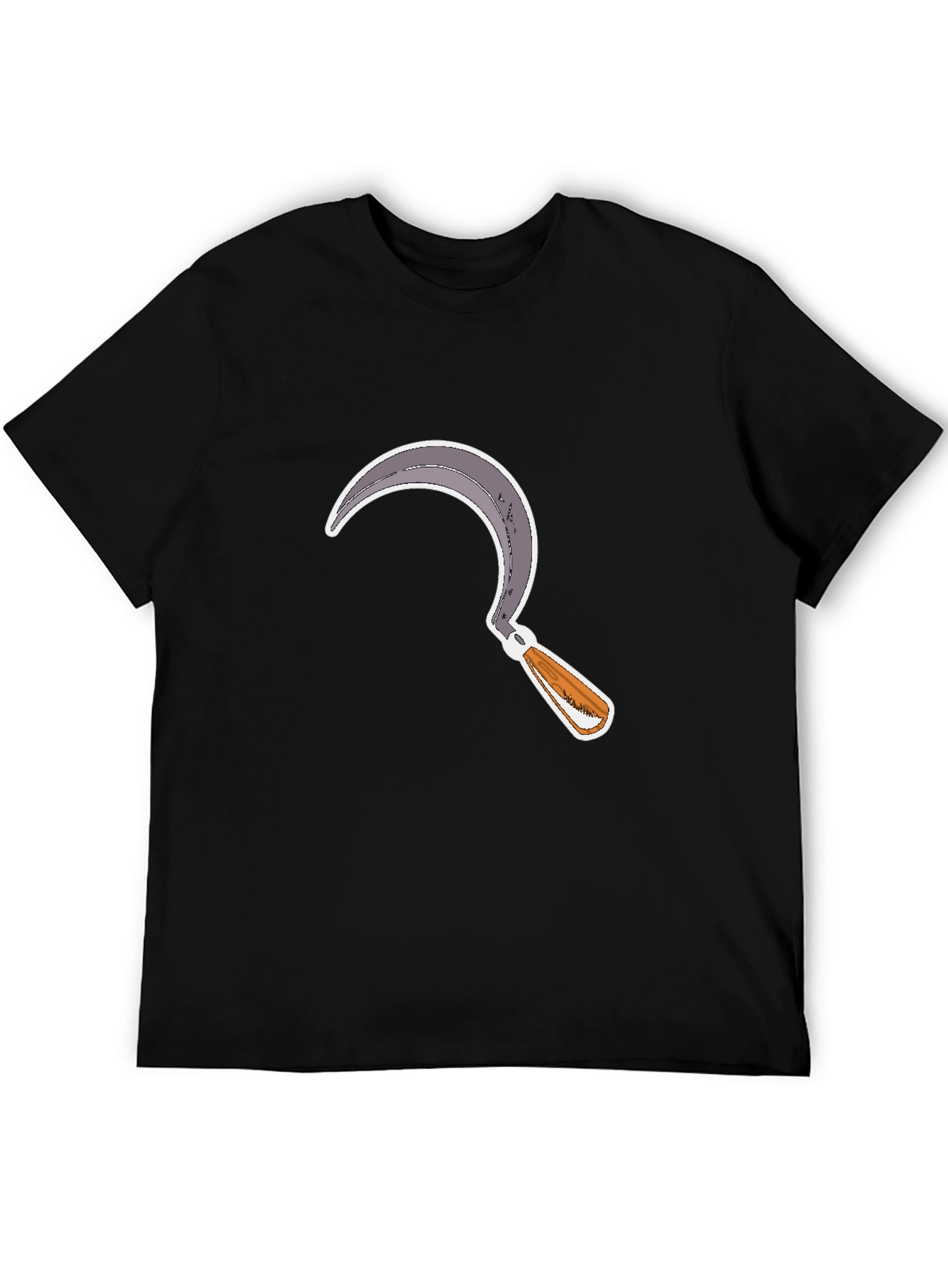 Camiseta Negra con Diseño de Hoz Estilizada