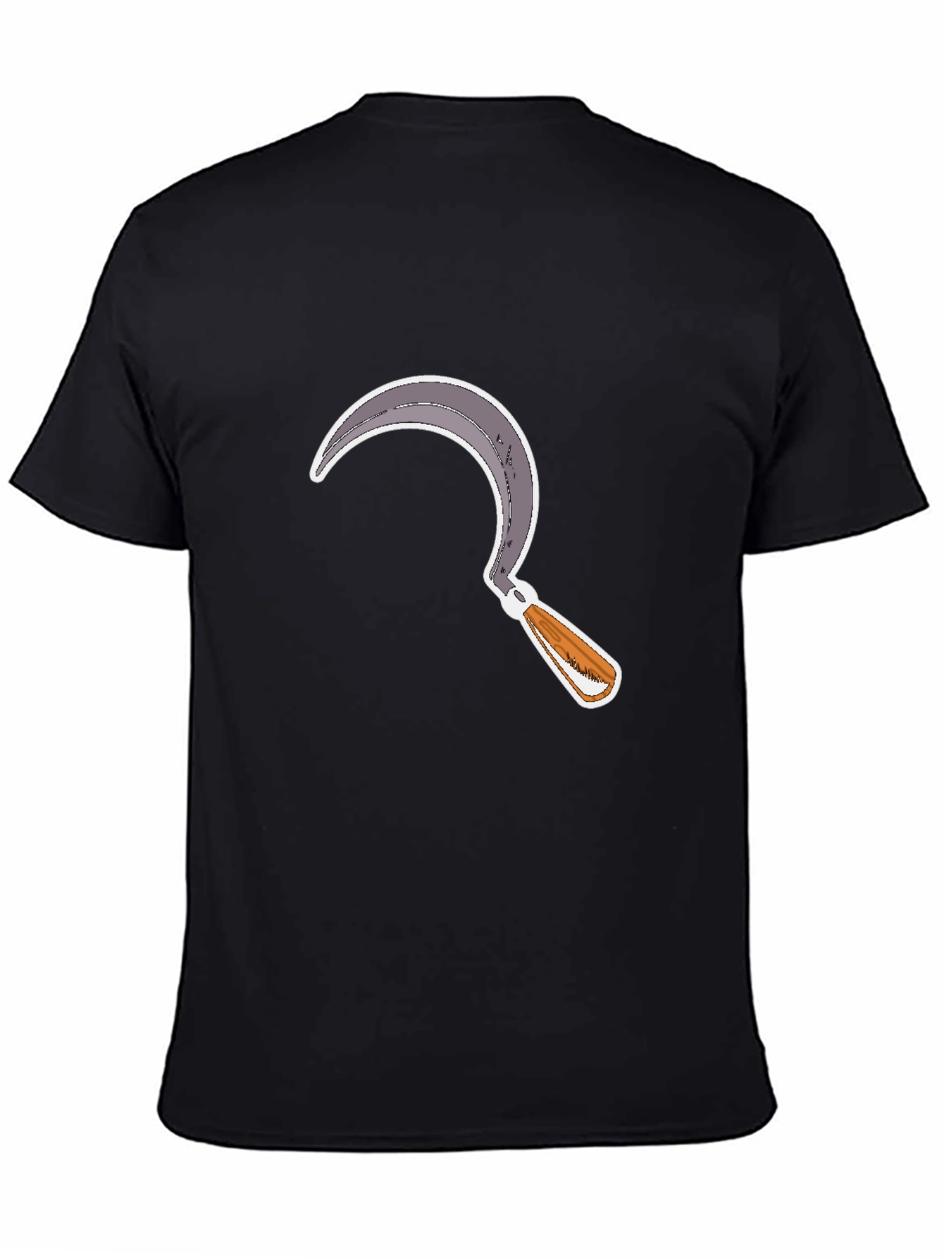 Camiseta Negra con Diseño de Hoz Estilizada