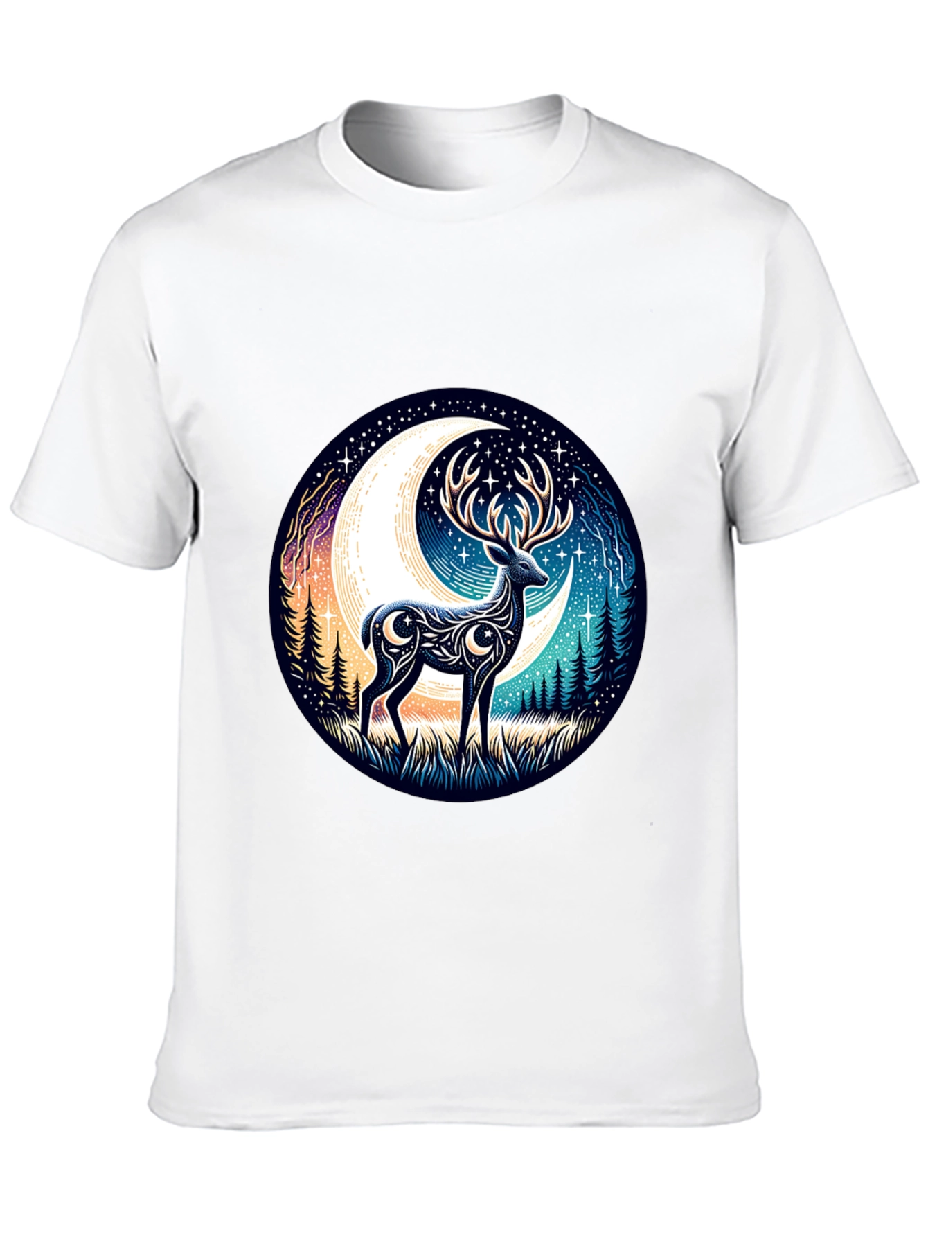 Camiseta Negra con Diseño de Ciervo Lunar