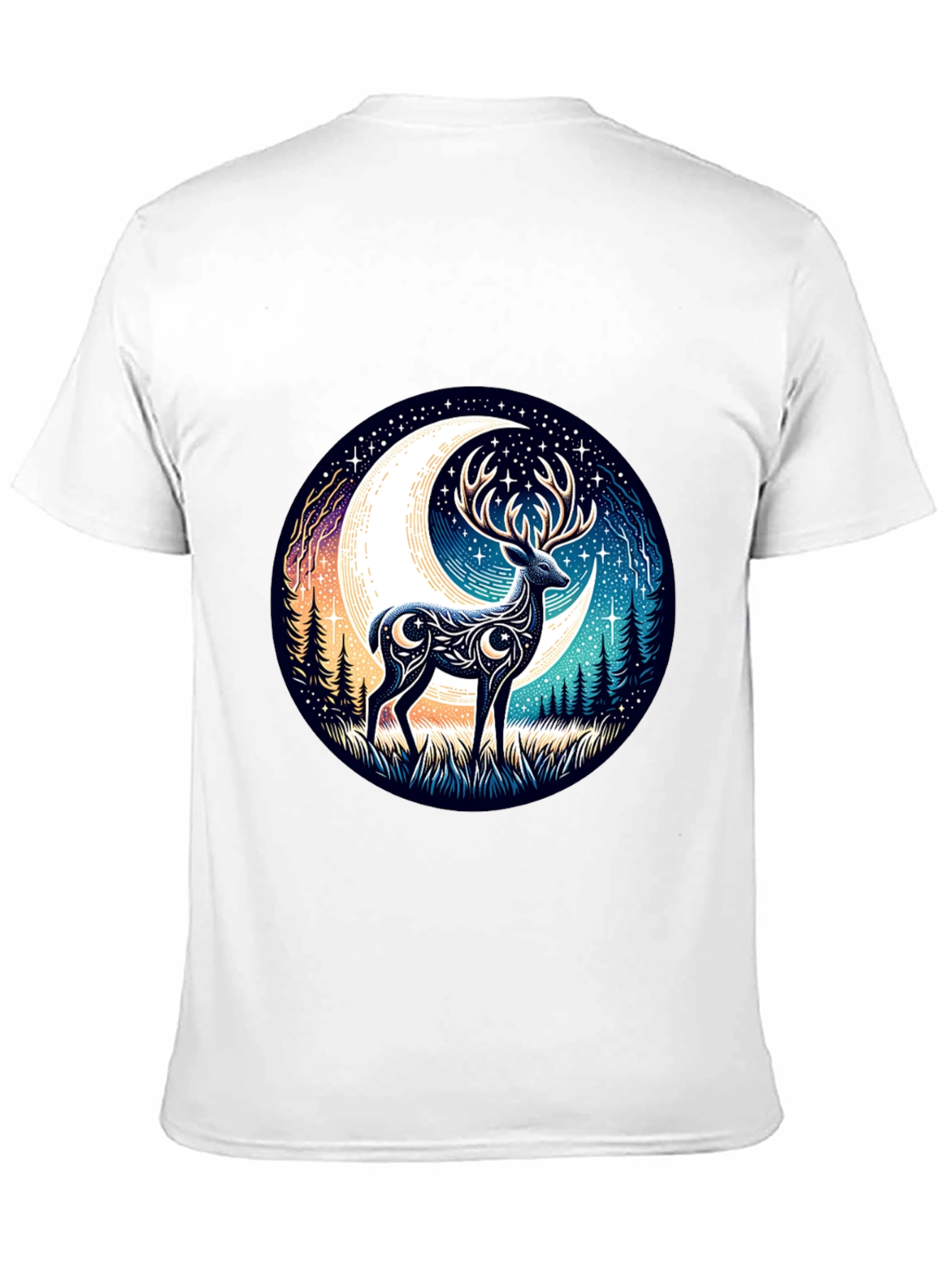 Camiseta Negra con Diseño de Ciervo Lunar