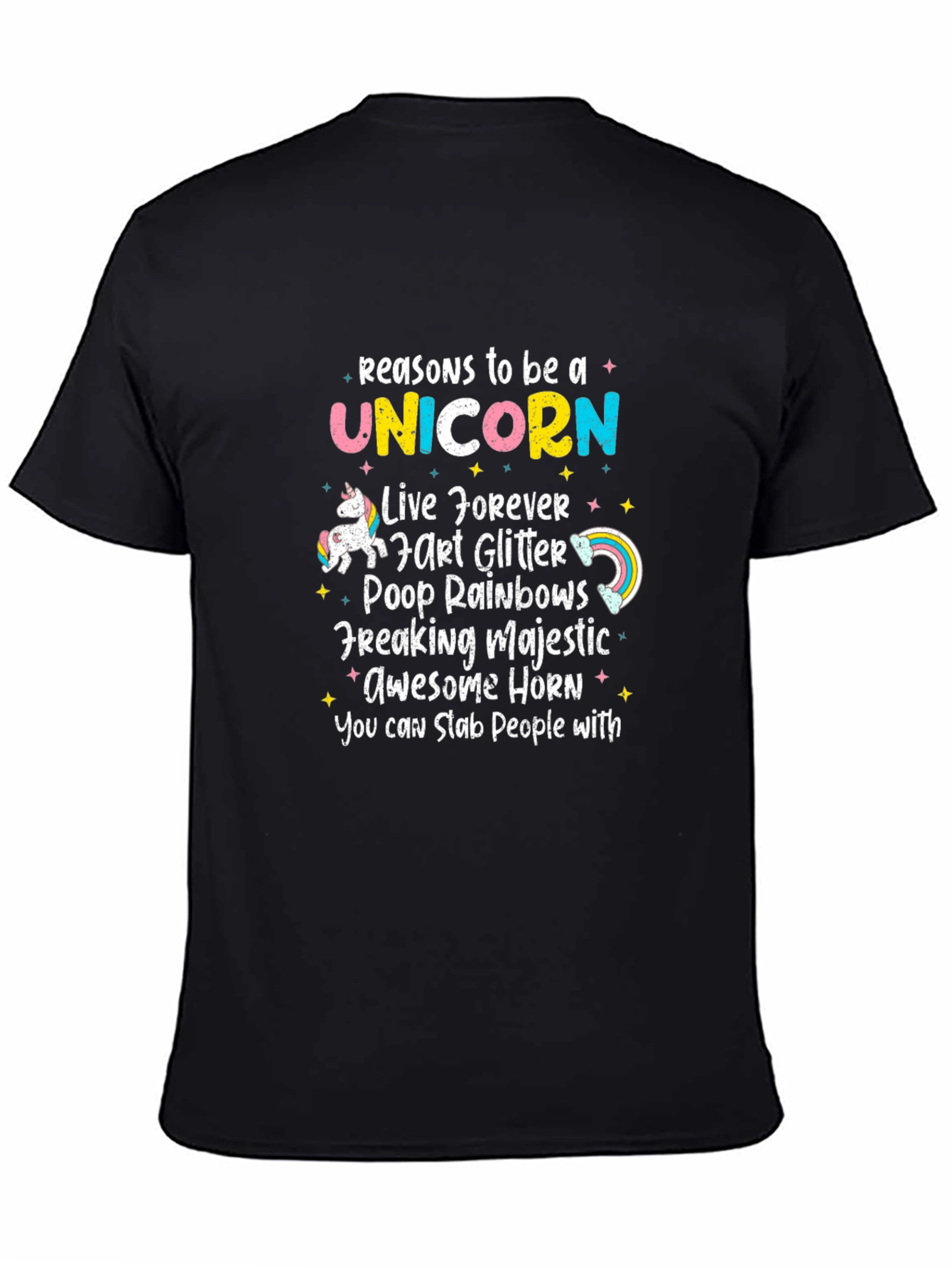 Camiseta Negra Unicornio Divertida