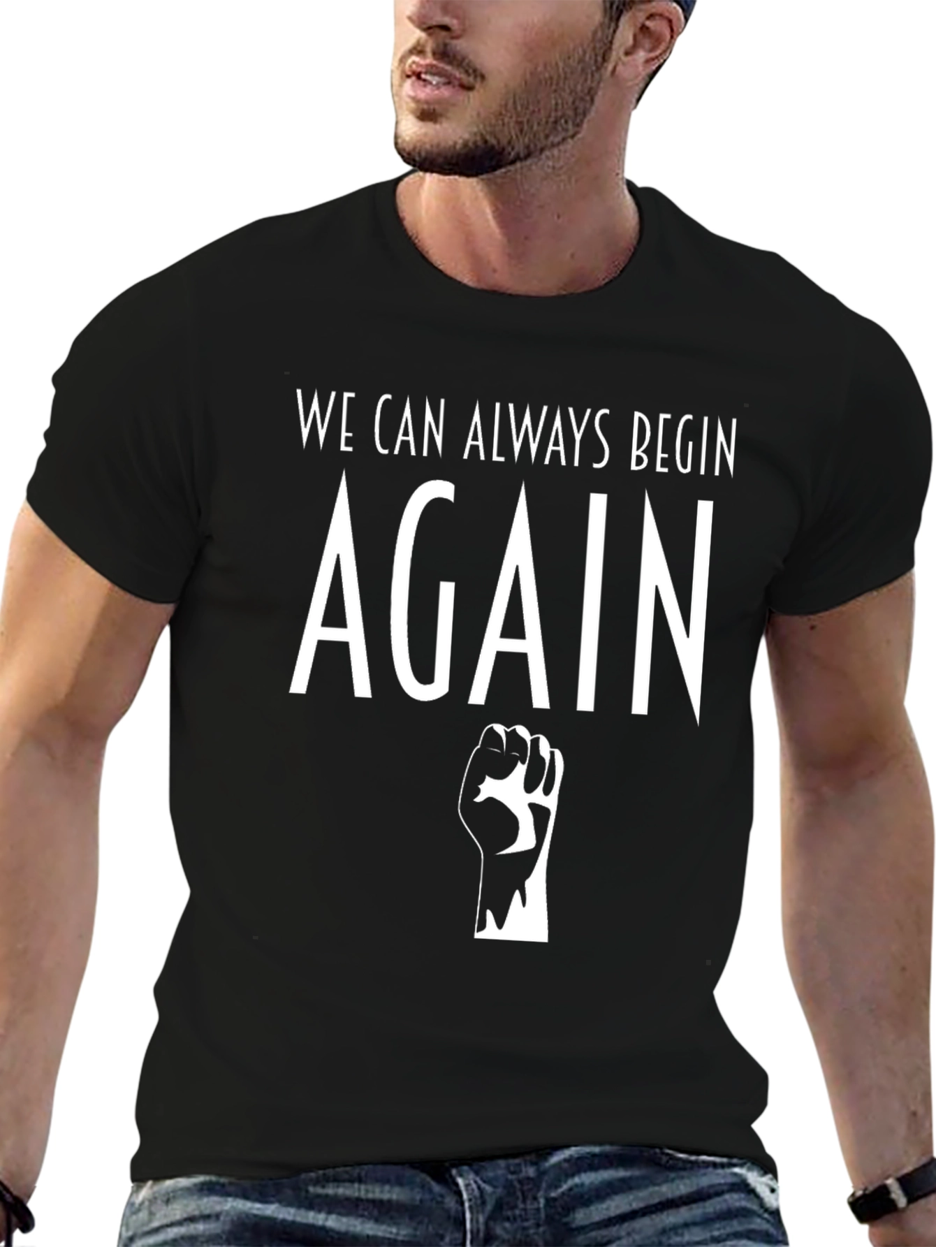 Camiseta Negra: Siempre Podemos Empezar de Nuevo