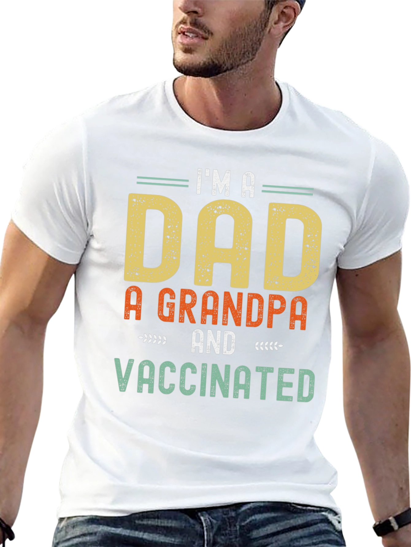Camiseta Hombre: Soy Papá Abuelo y Vacunado