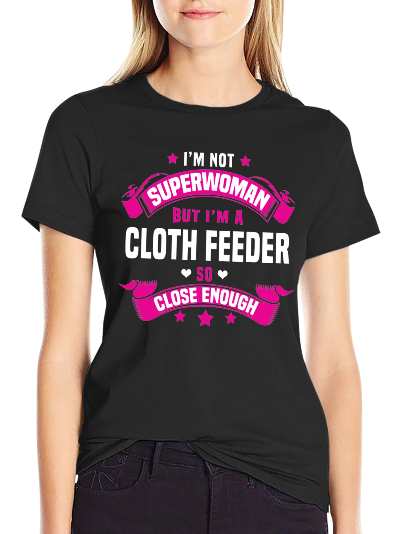 Camiseta Negra con Diseño Cloth Feeder