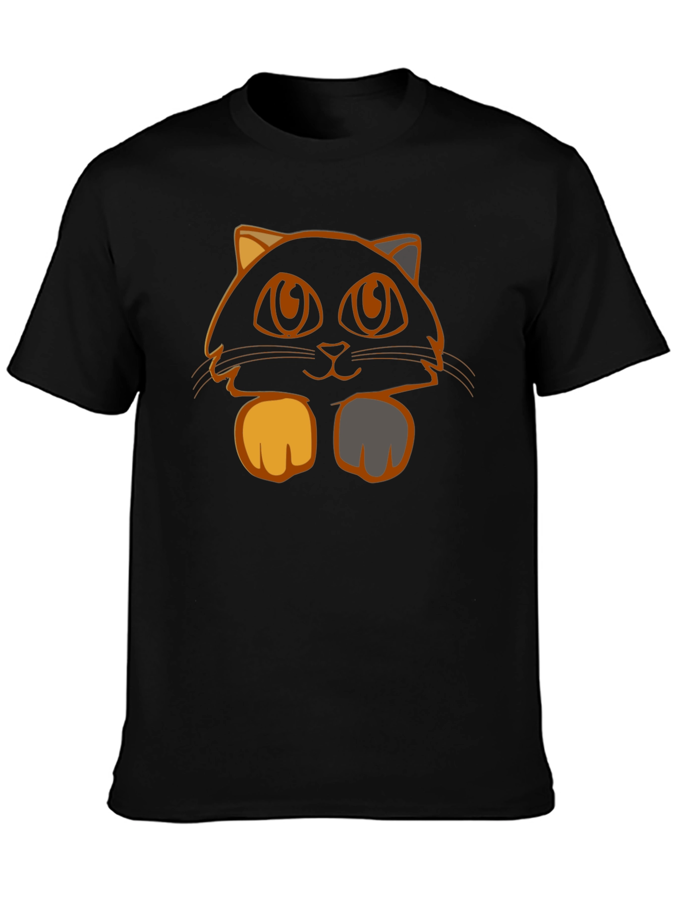 Camiseta Negra con Diseño de Gato Naranja