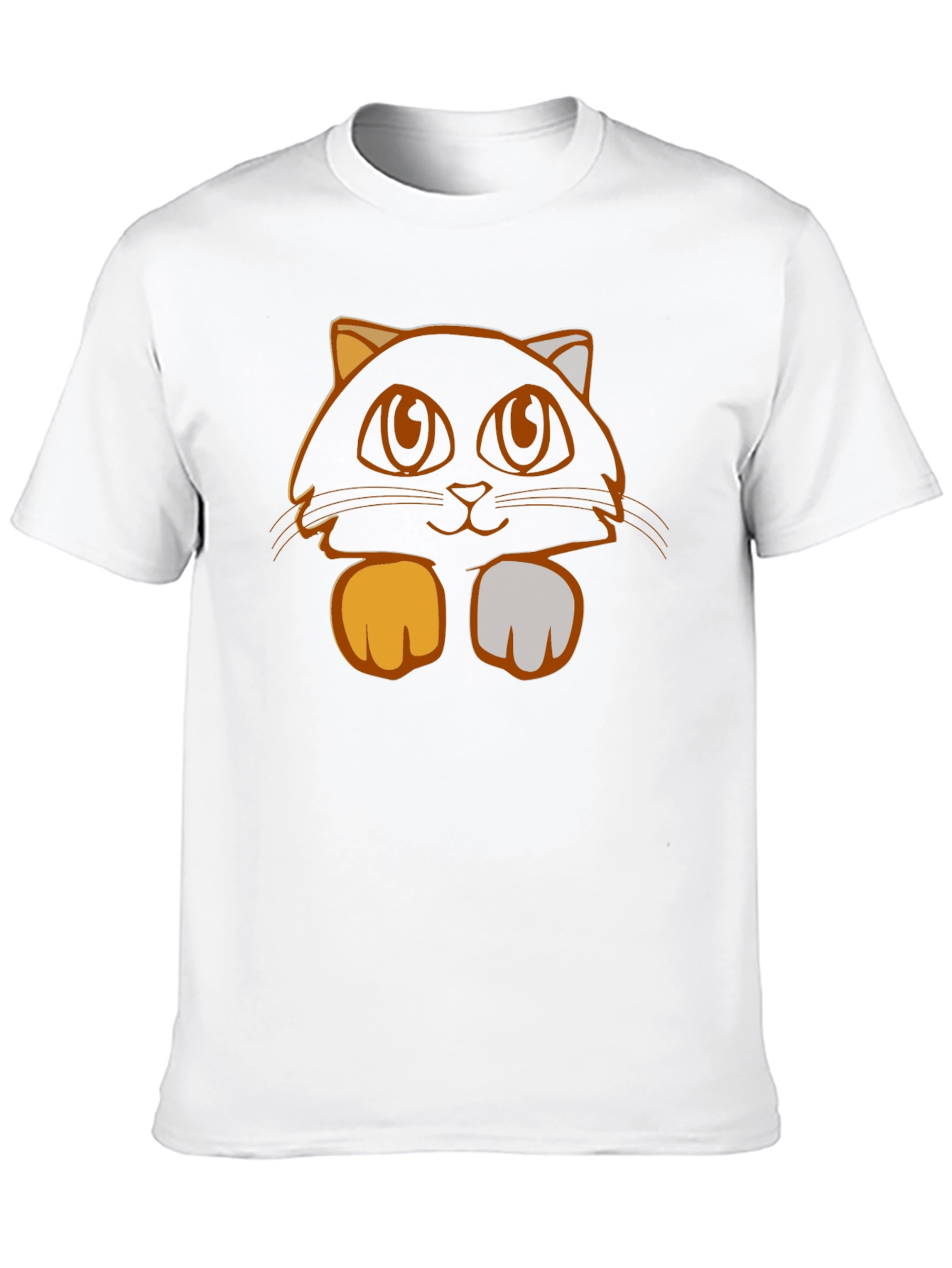 Camiseta Negra con Diseño de Gato Naranja