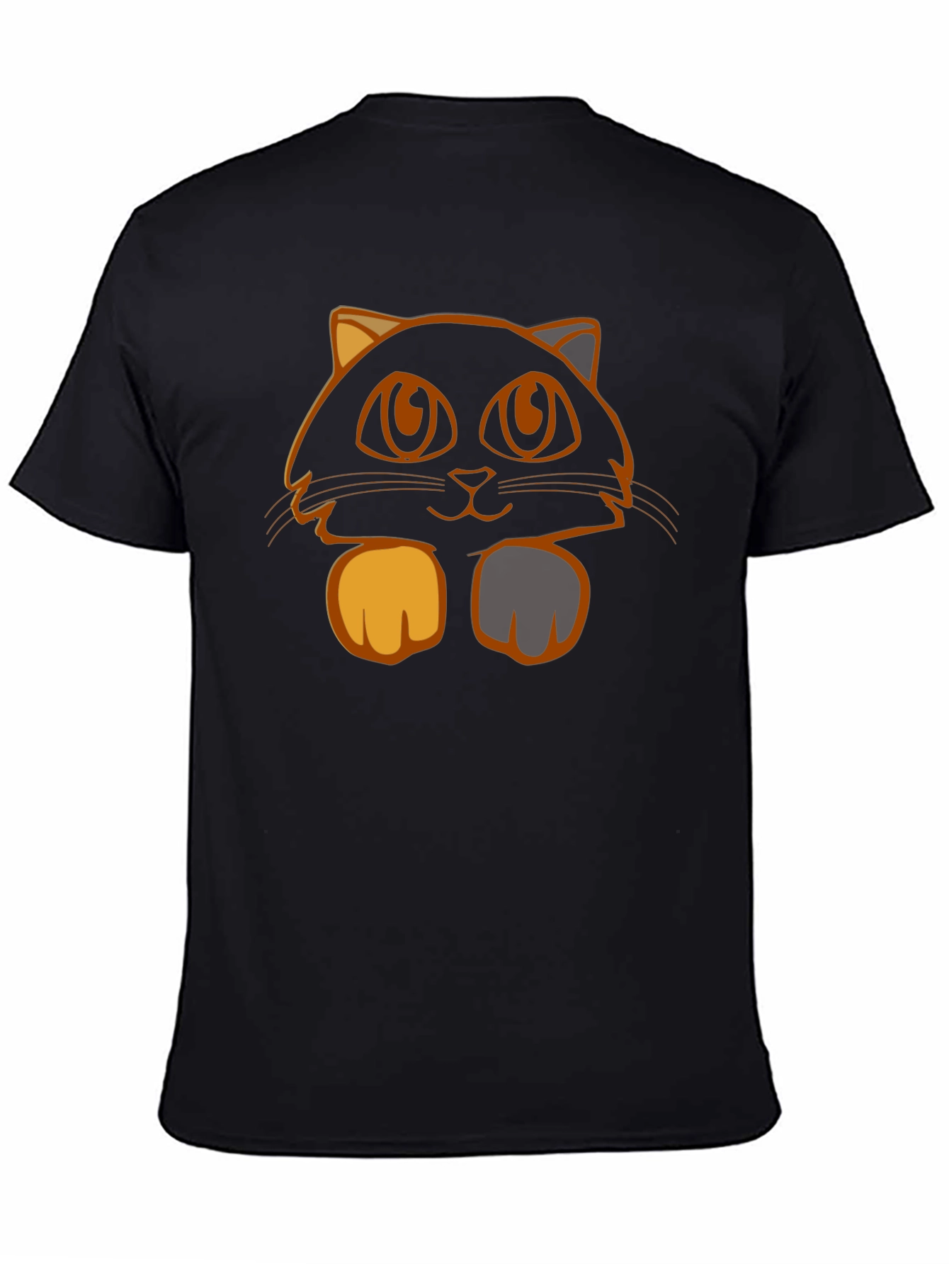 Camiseta Negra con Diseño de Gato Naranja