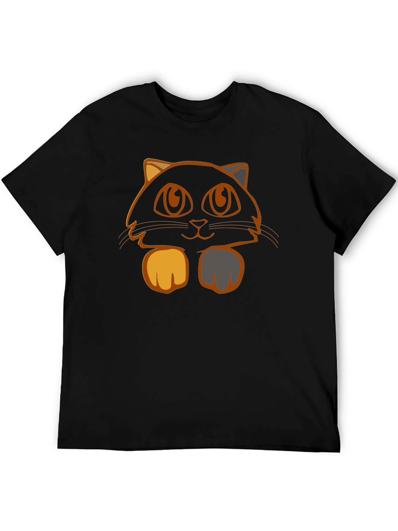 Camiseta Negra con Diseño de Gato Naranja