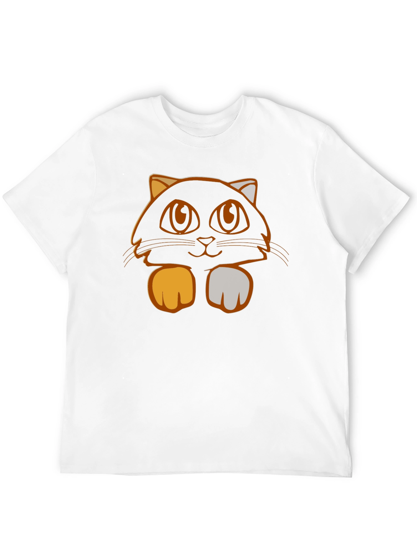 Camiseta Negra con Diseño de Gato Naranja