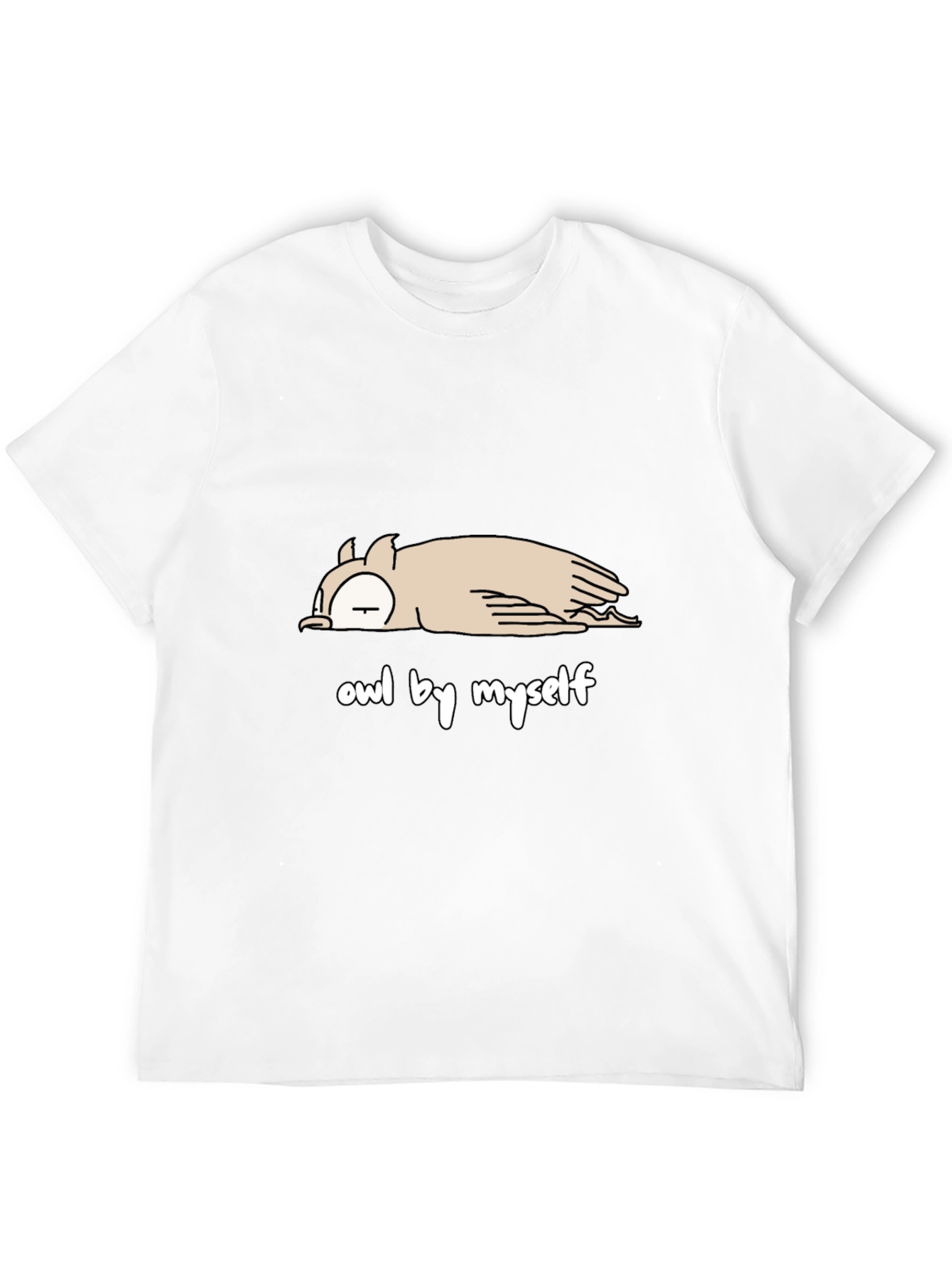 Camiseta Negra con Diseño de Búho Perezoso