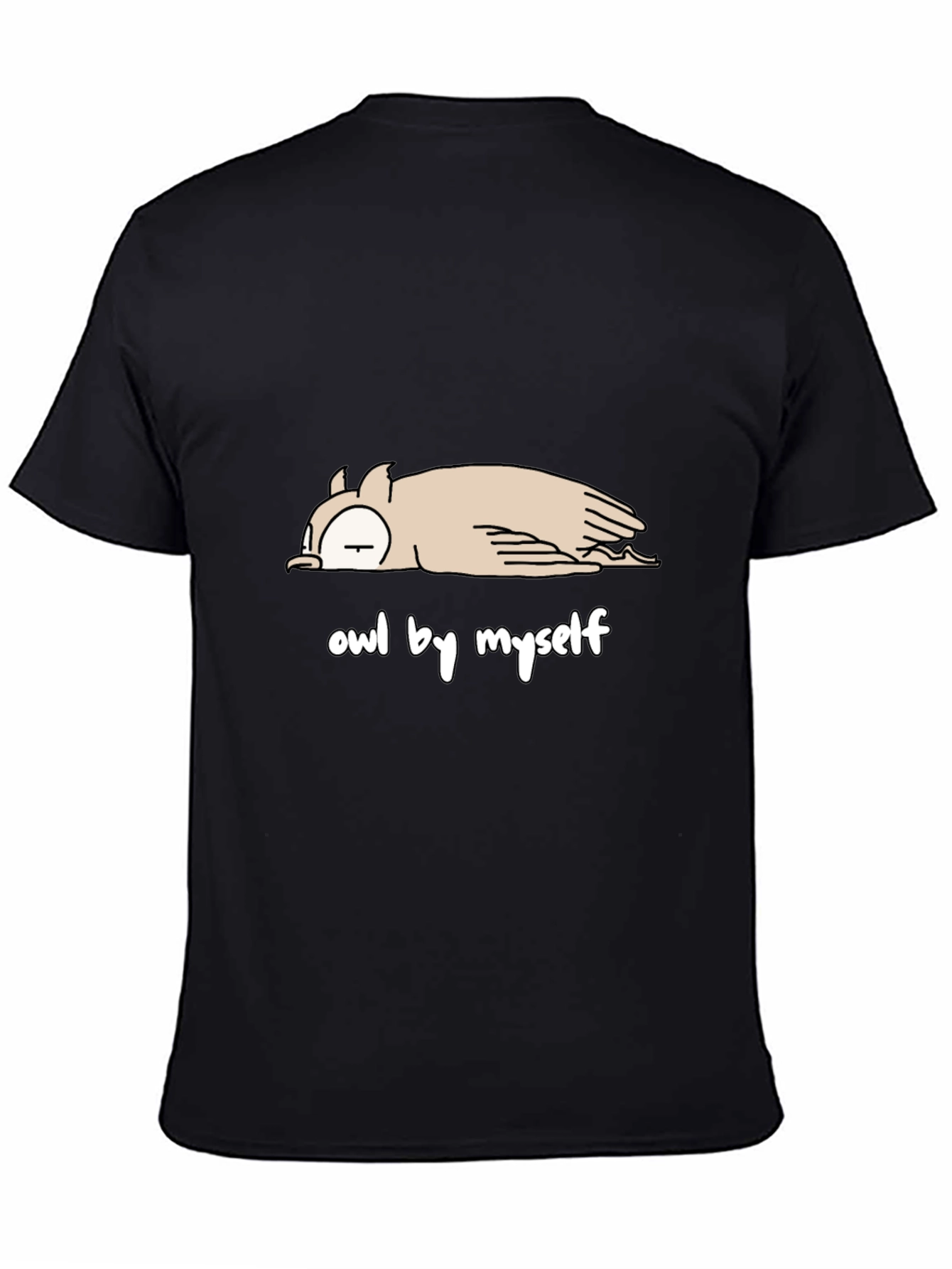 Camiseta Negra con Diseño de Búho Perezoso