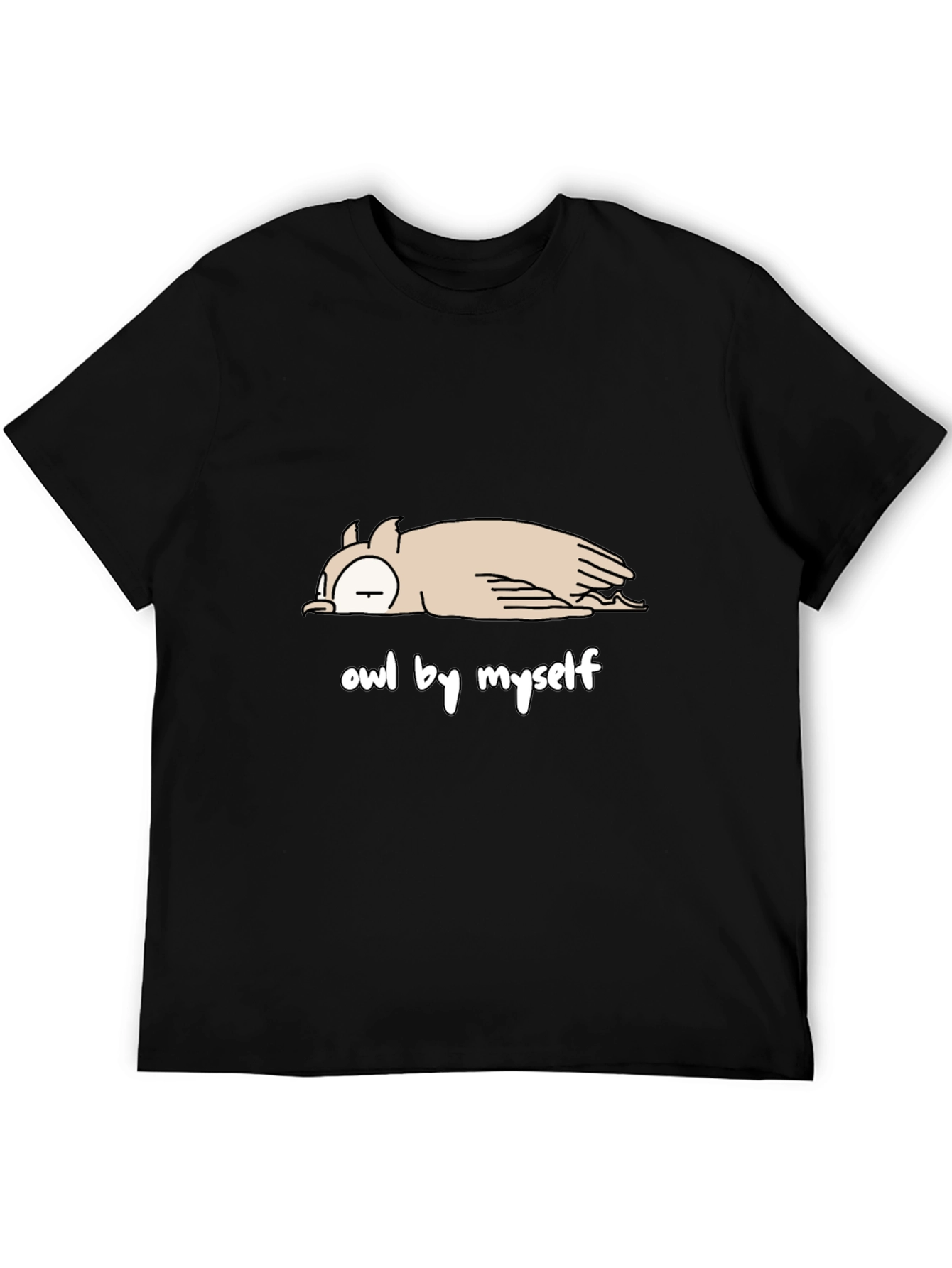 Camiseta Negra con Diseño de Búho Perezoso
