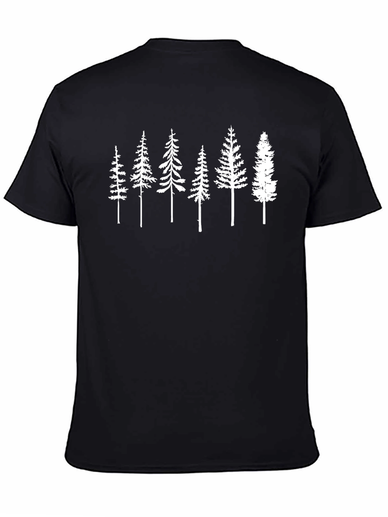 Camiseta Negra con Diseño de Árboles Blancos