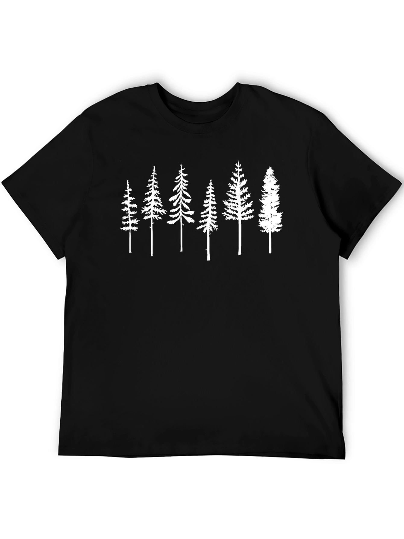 Camiseta Negra con Diseño de Árboles Blancos