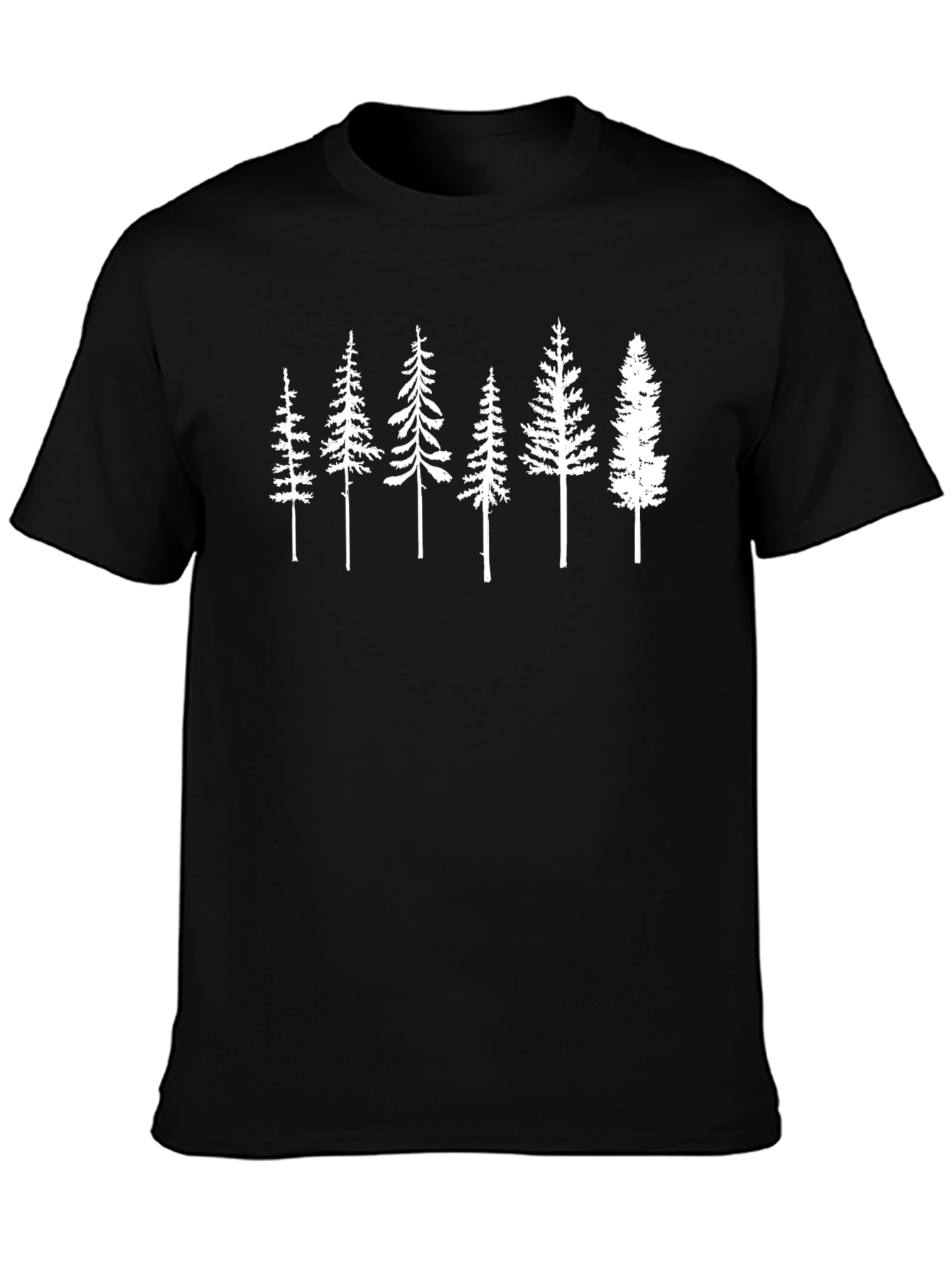 Camiseta Negra con Diseño de Árboles Blancos