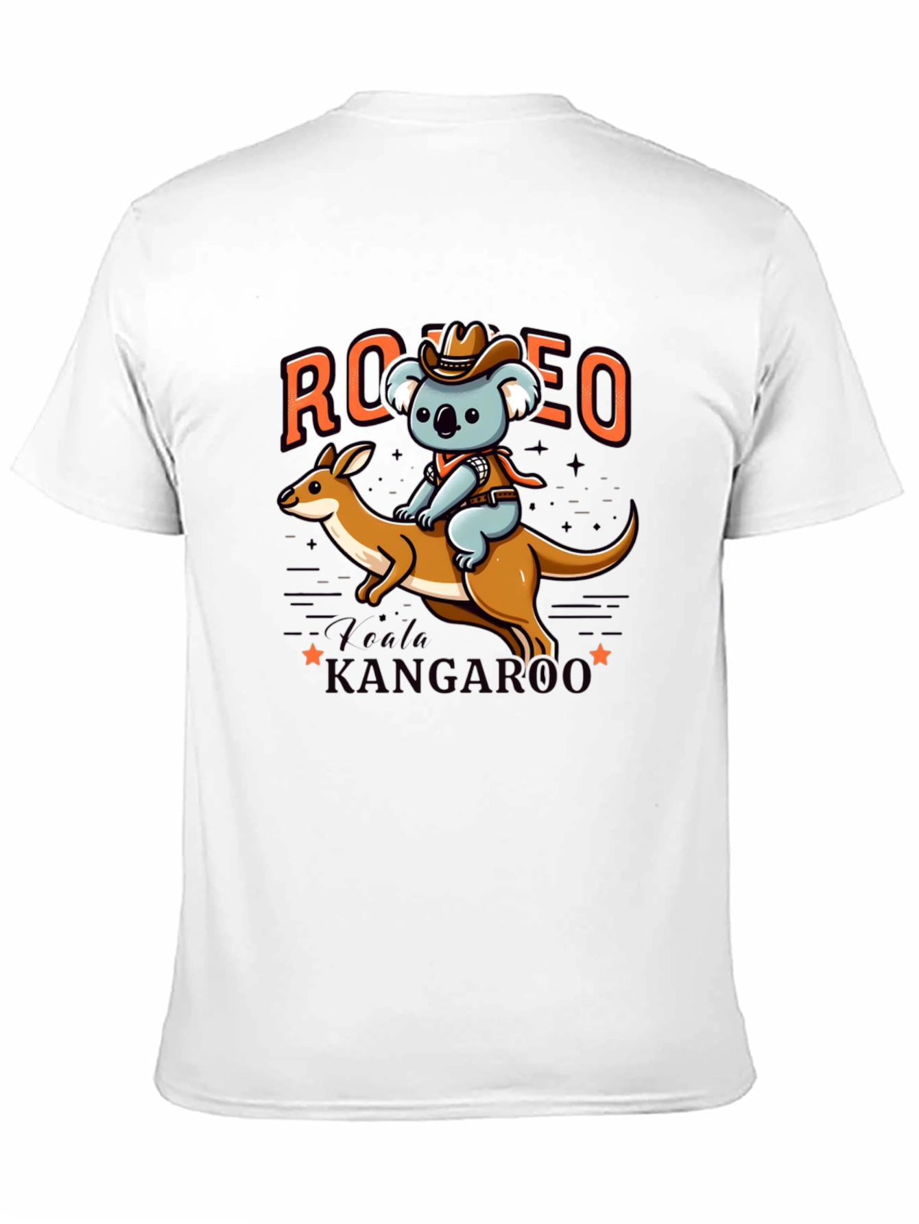 Camiseta Negra con Diseño de Koala Vaquero y Canguro