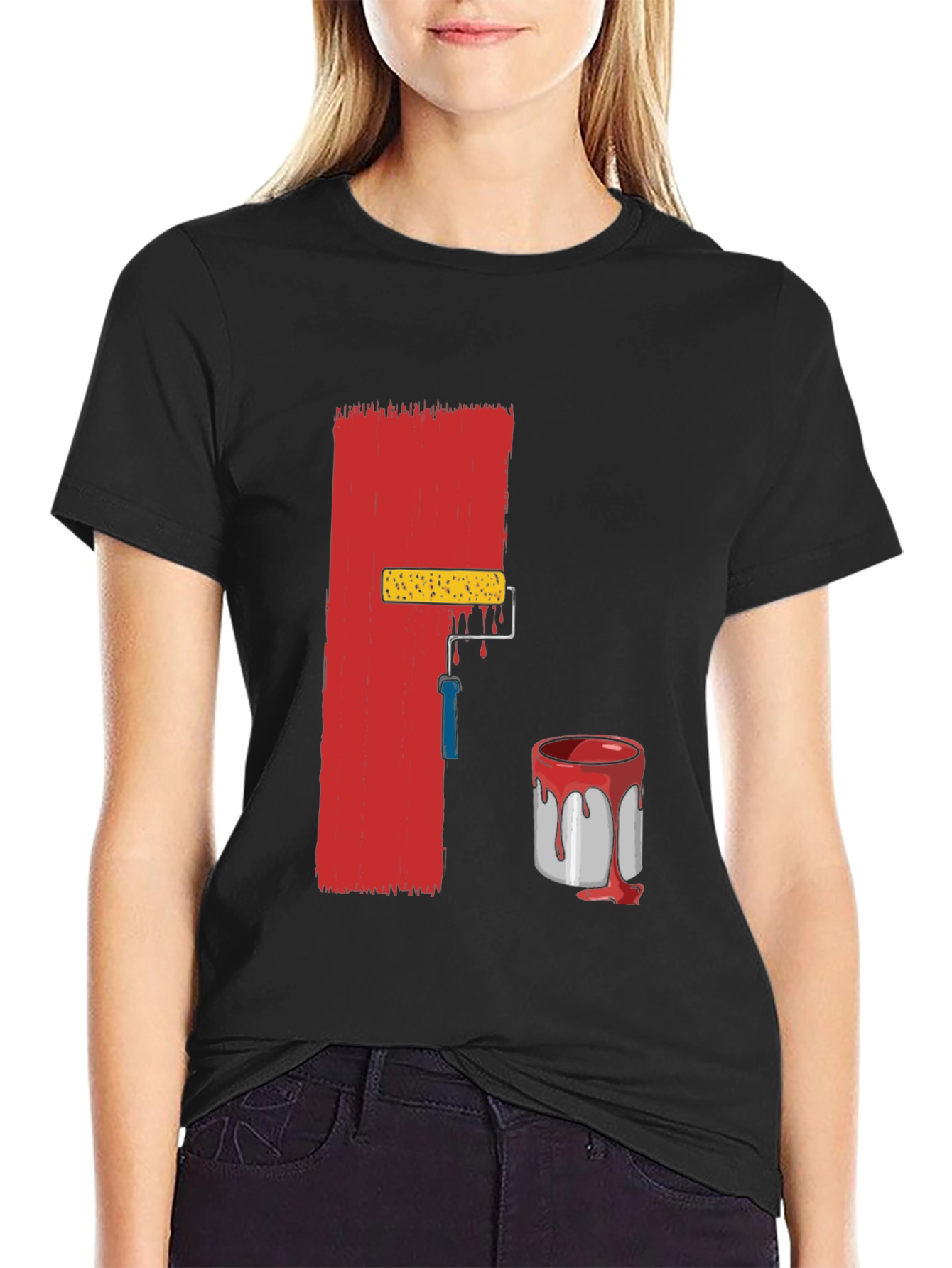 Camiseta Negra con Diseño de Pintura