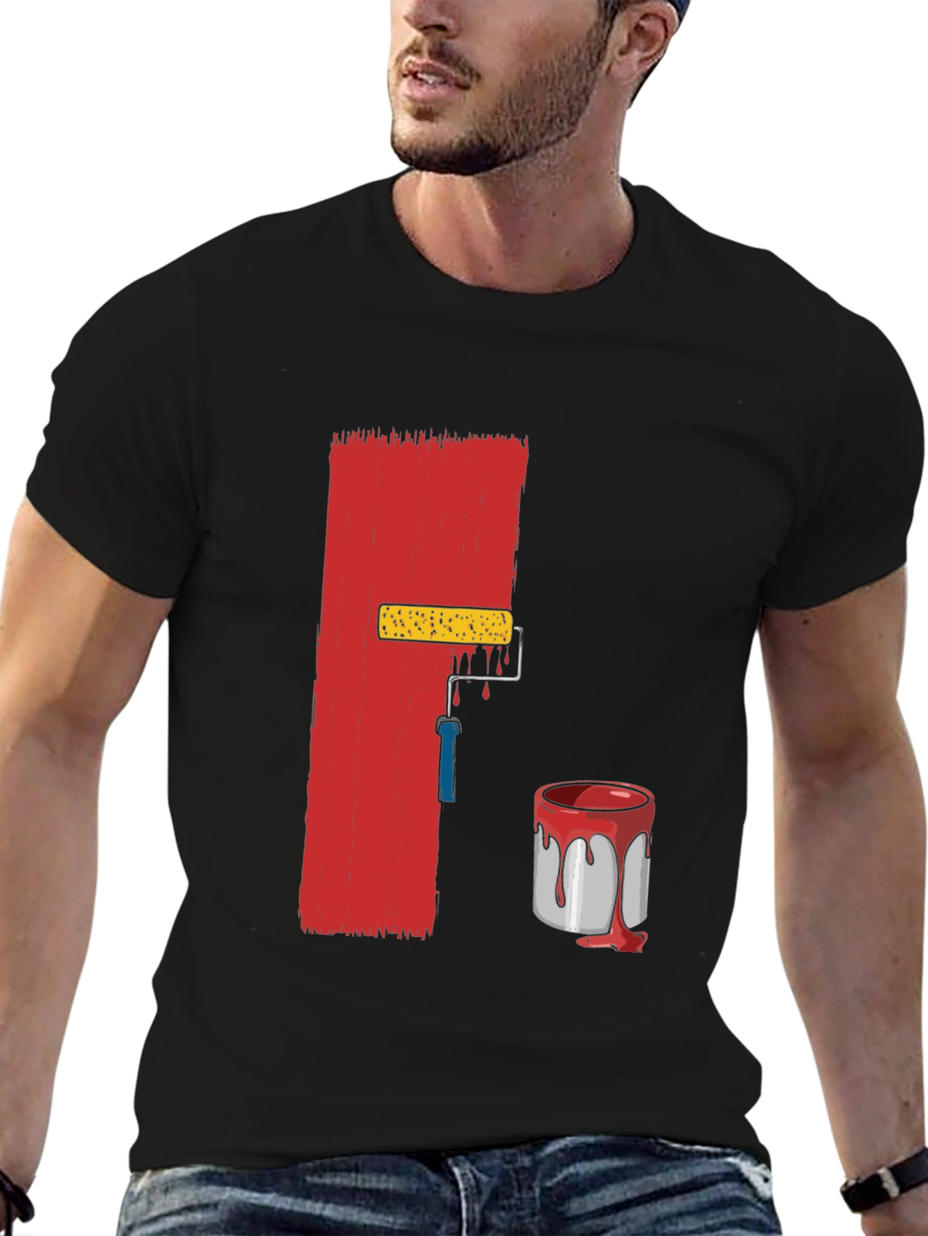 Camiseta Negra con Diseño de Pintura