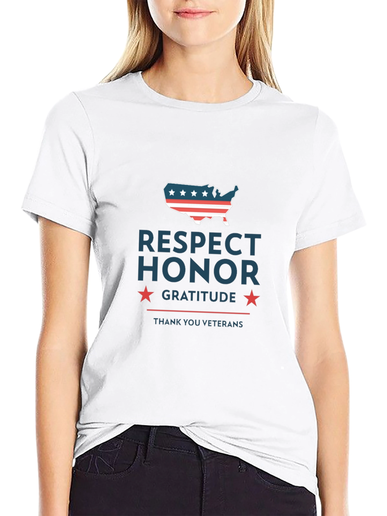 Camiseta Hombre: Respeto Honor Gratitud - Veteranos