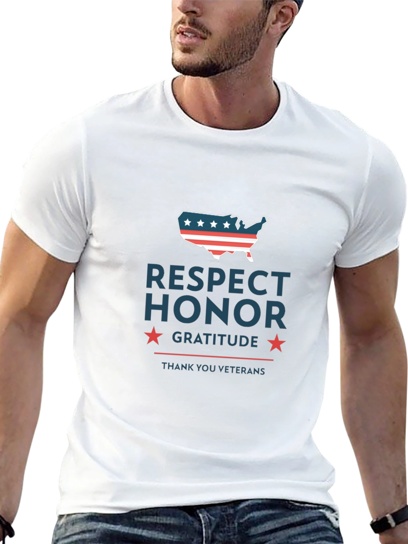 Camiseta Hombre: Respeto Honor Gratitud - Veteranos