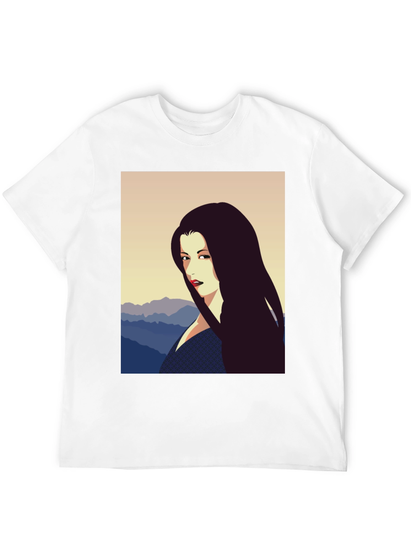 Camiseta Negra con Diseño Artístico de Mujer