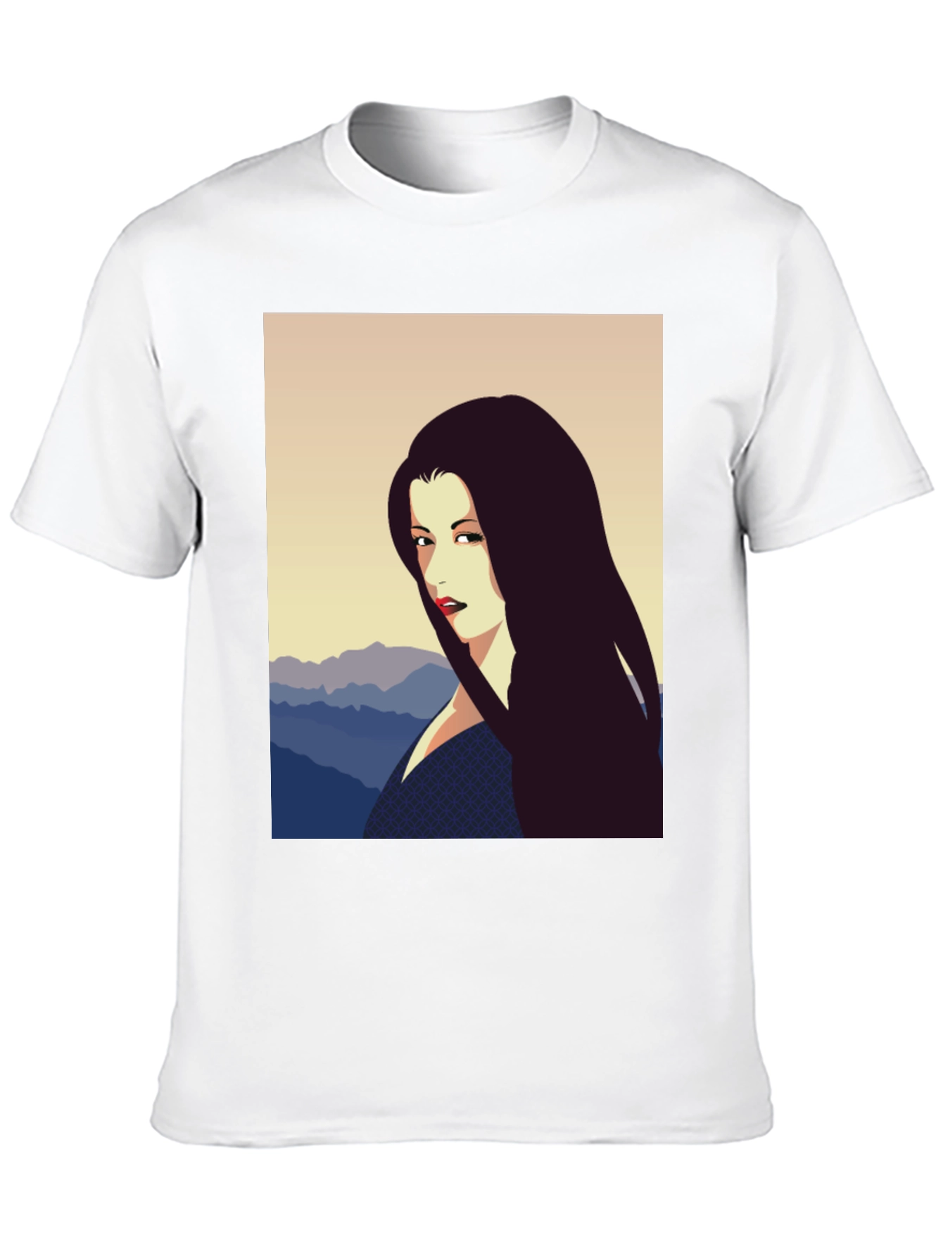 Camiseta Negra con Diseño Artístico de Mujer