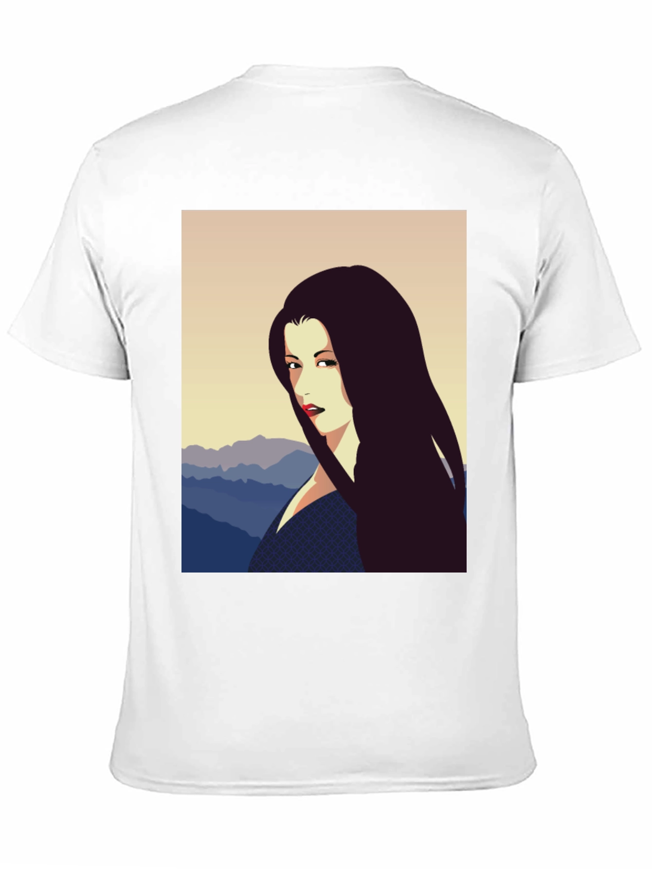 Camiseta Negra con Diseño Artístico de Mujer