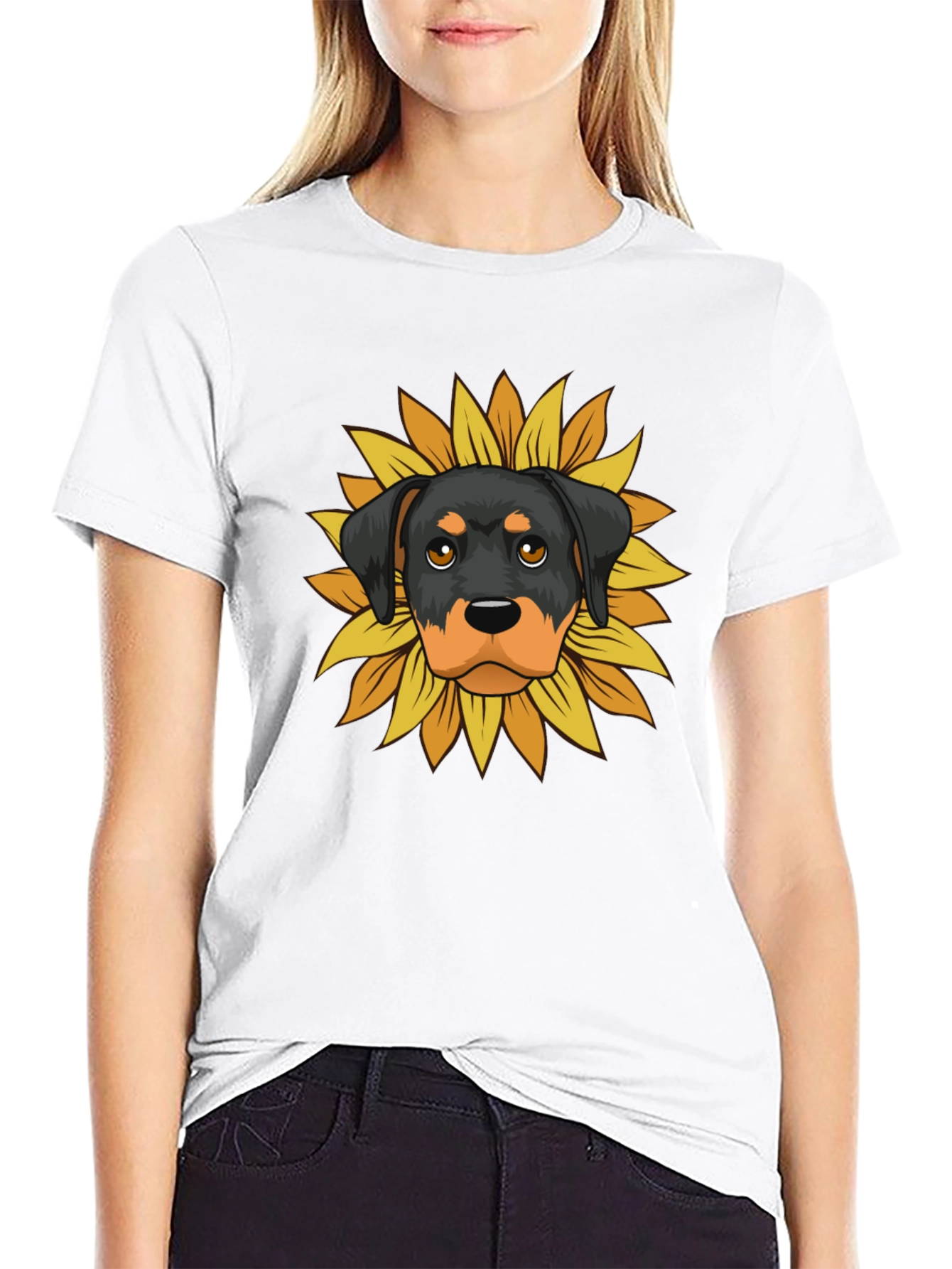 Camiseta Hombre Rottweiler Girasol