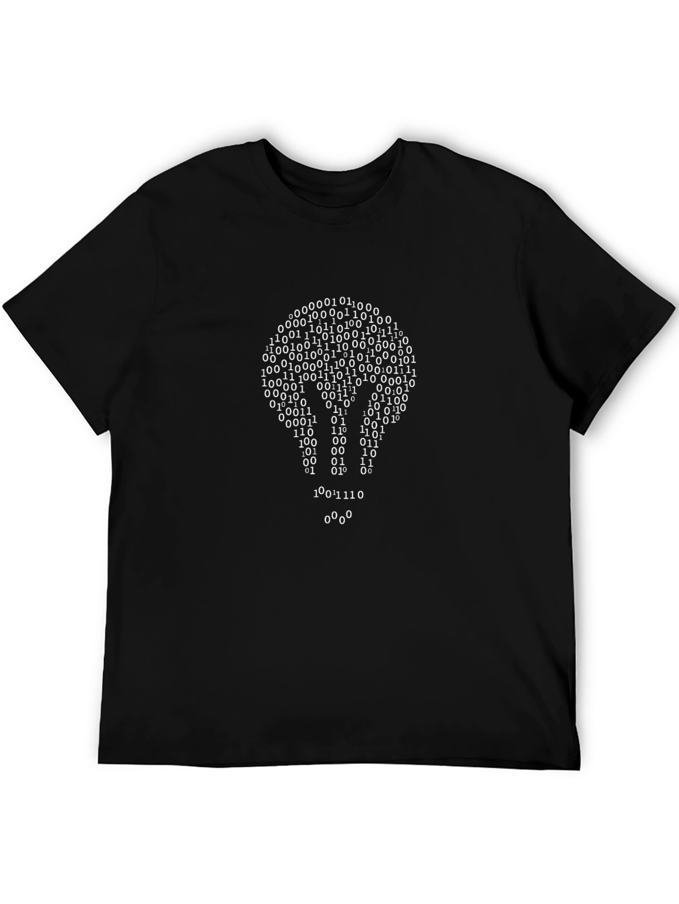 Camiseta Negra con Diseño Binario de Bombilla