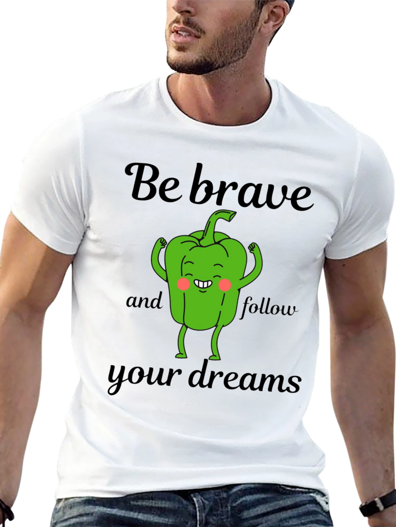 Camiseta Negra Sé Valiente con Diseño de Pimiento