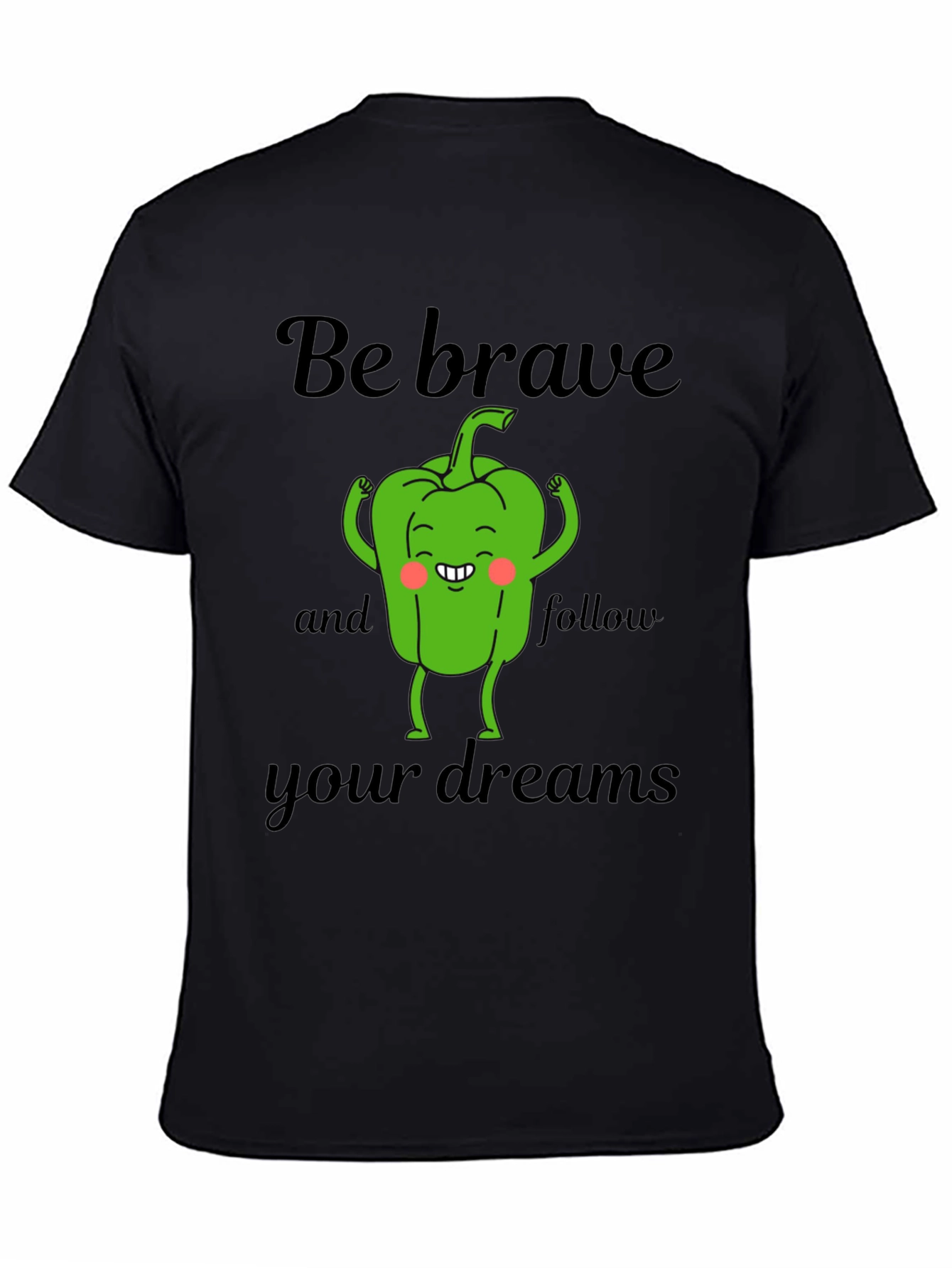 Camiseta Negra Sé Valiente con Diseño de Pimiento