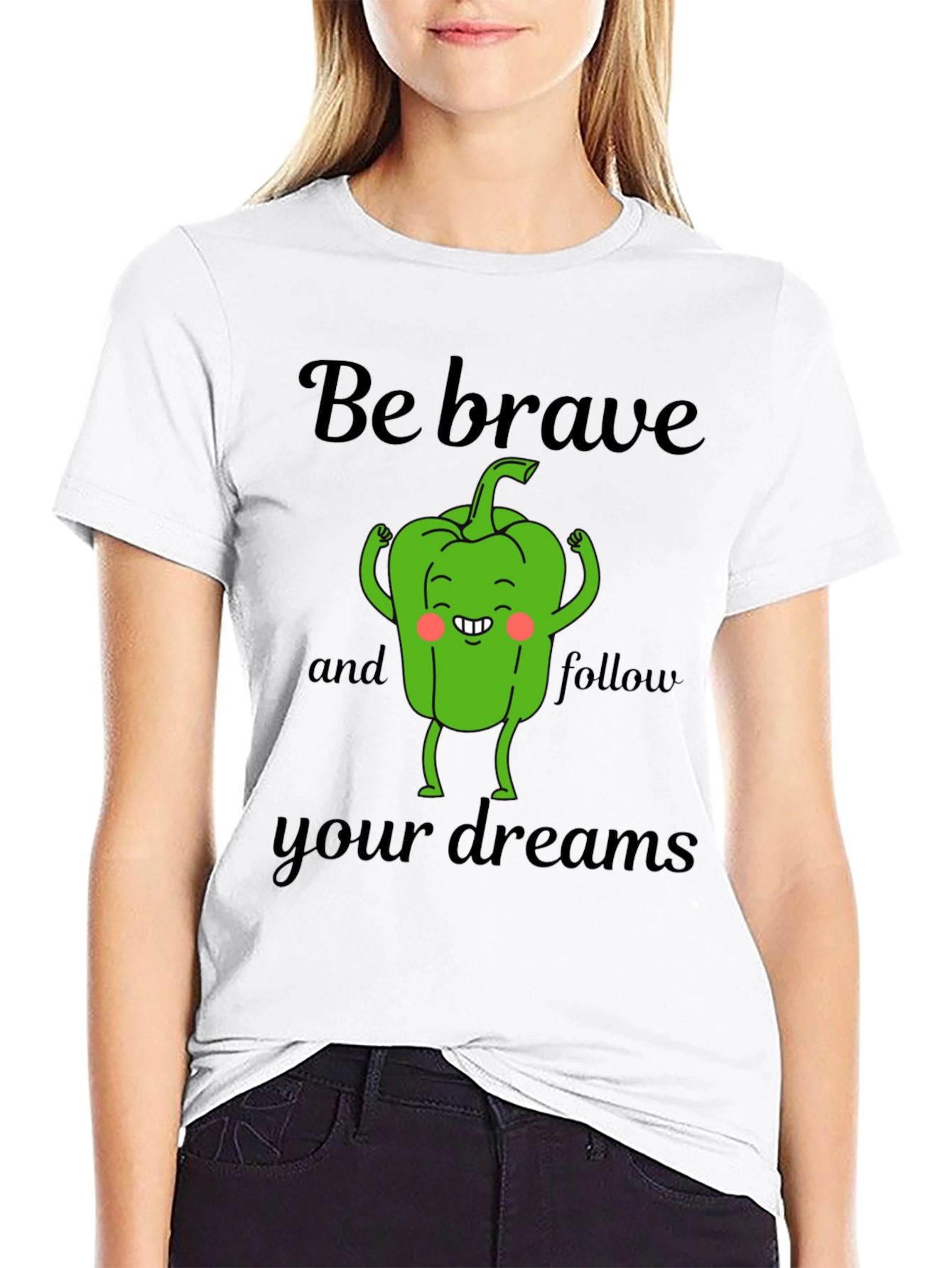Camiseta Negra Sé Valiente con Diseño de Pimiento