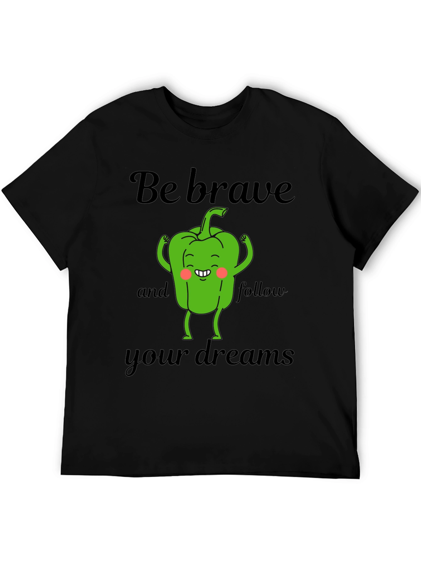 Camiseta Negra Sé Valiente con Diseño de Pimiento