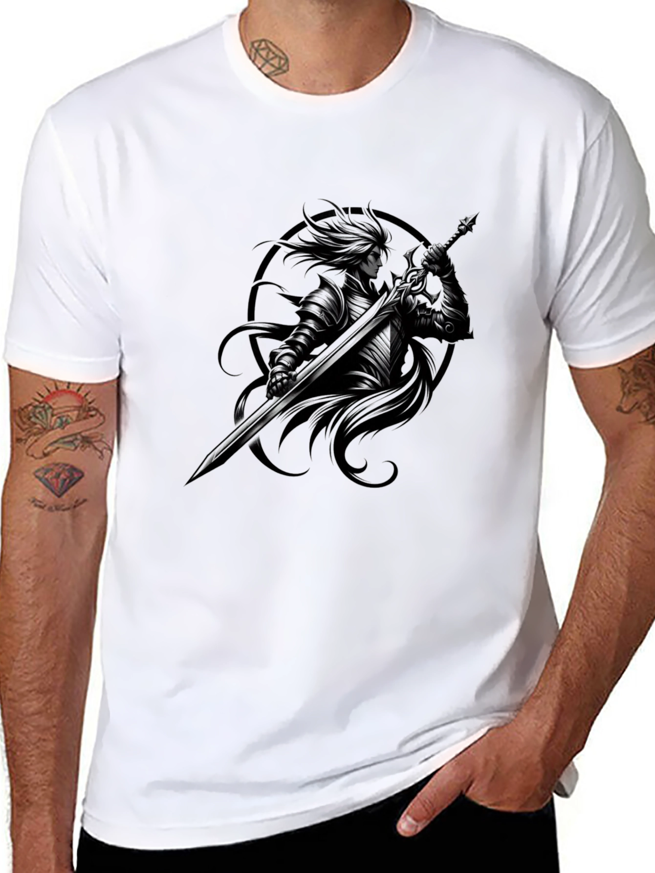 Camiseta Negra Caballero Oscuro con Espada
