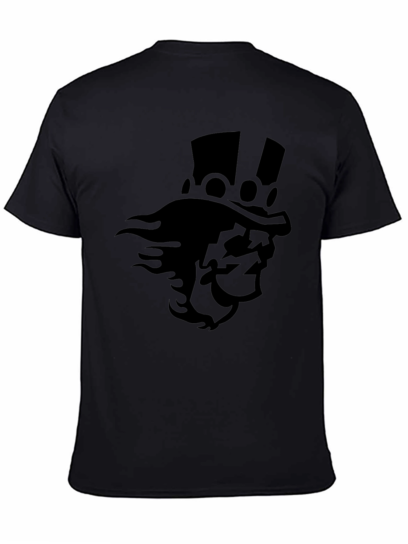 Camiseta Negra con Diseño de Personaje Misterioso