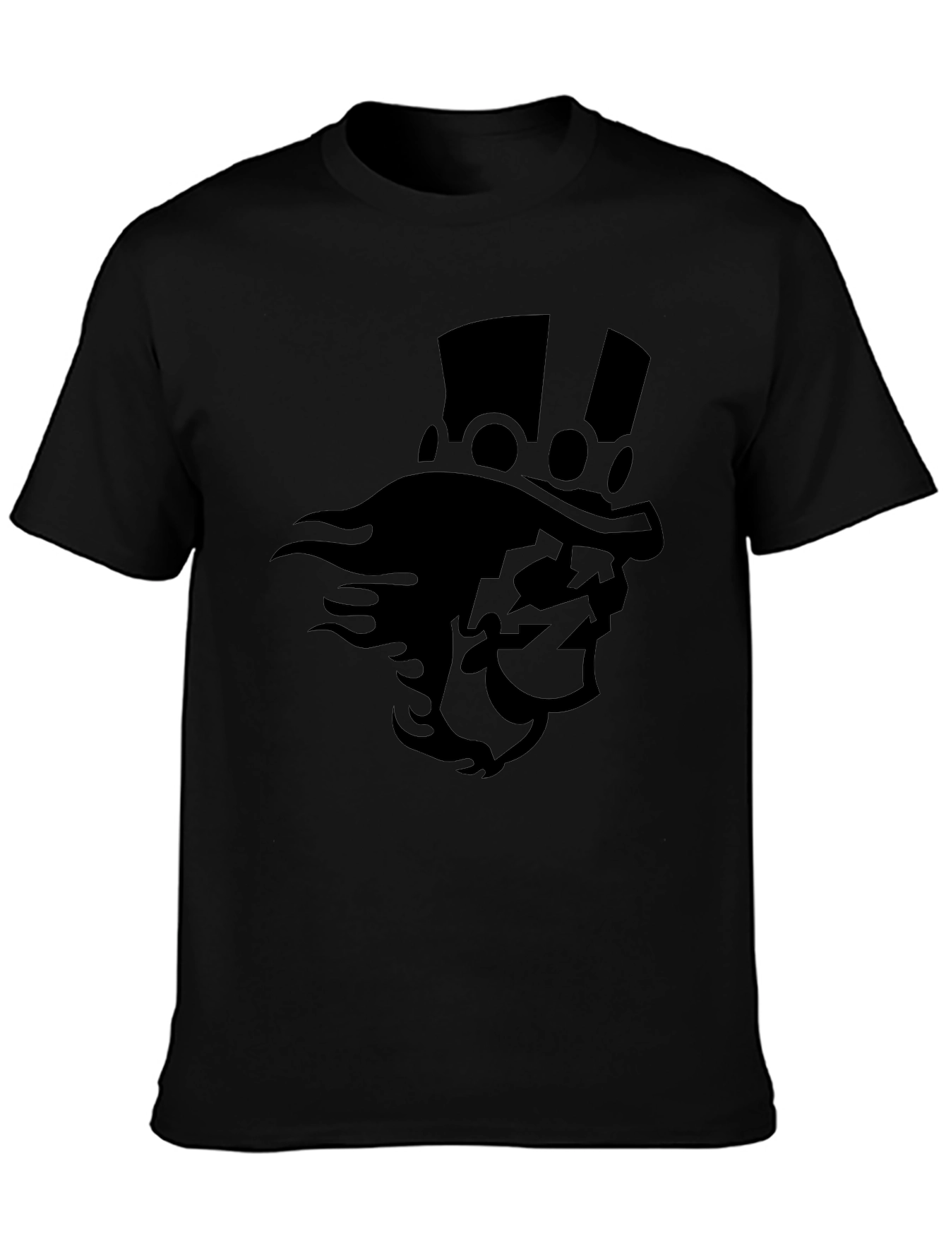 Camiseta Negra con Diseño de Personaje Misterioso