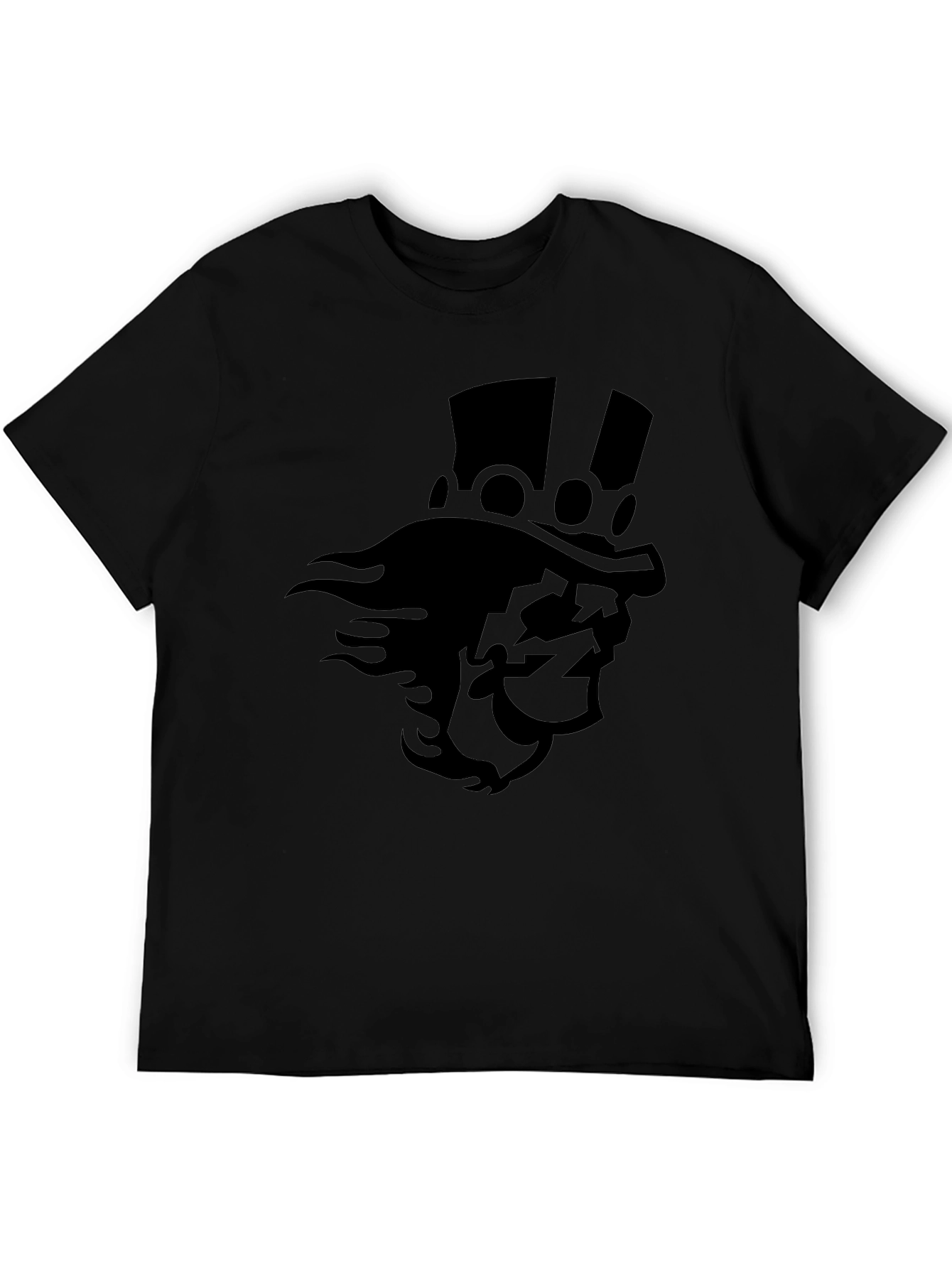 Camiseta Negra con Diseño de Personaje Misterioso