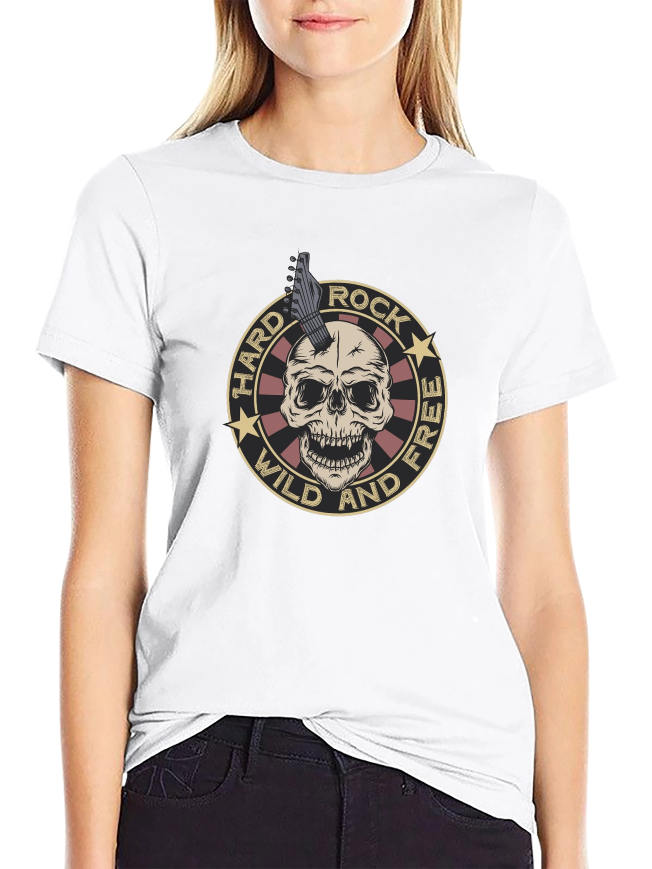 Camiseta Negra Rock n Roll Cráneo