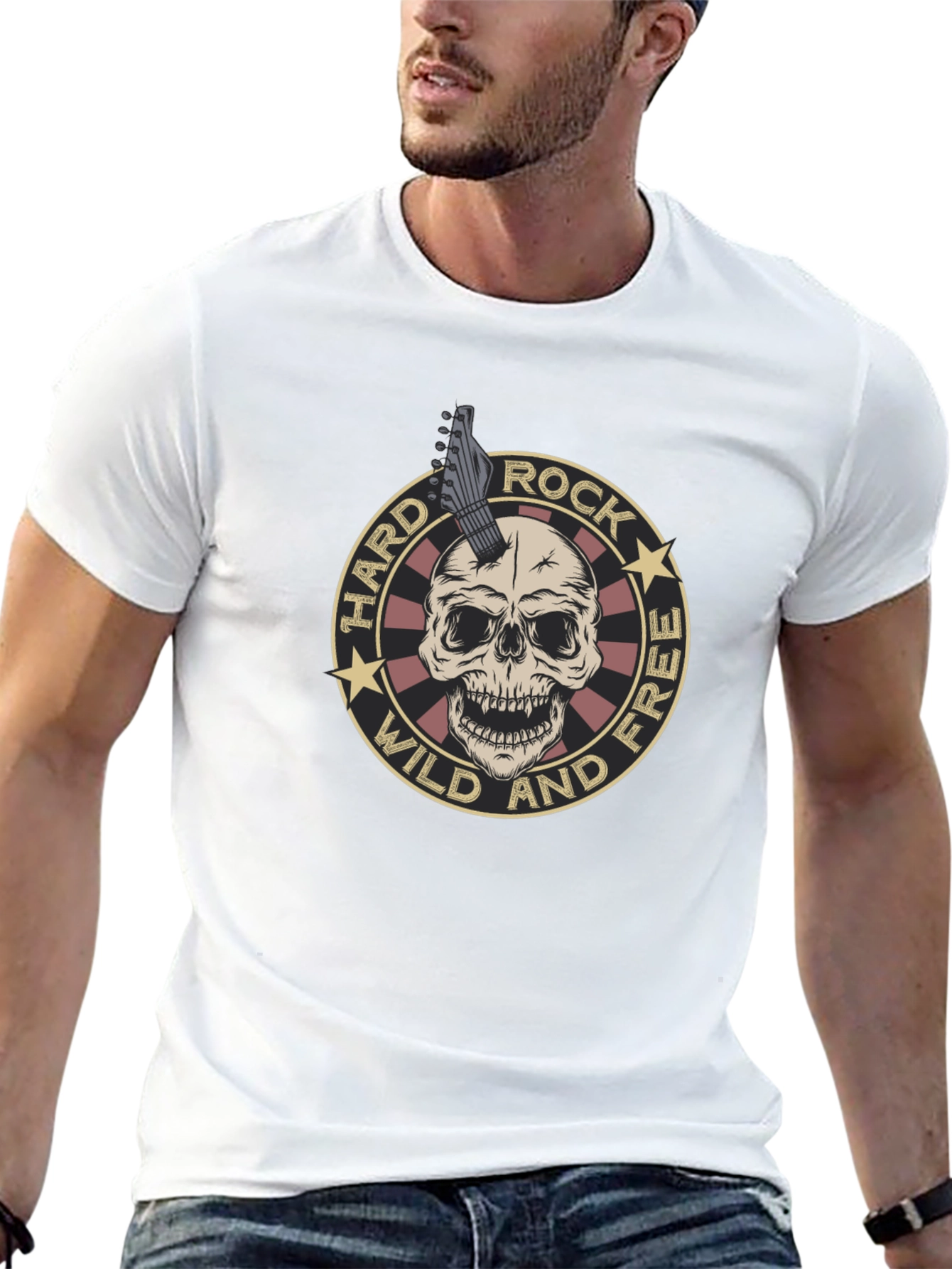 Camiseta Negra Rock n Roll Cráneo