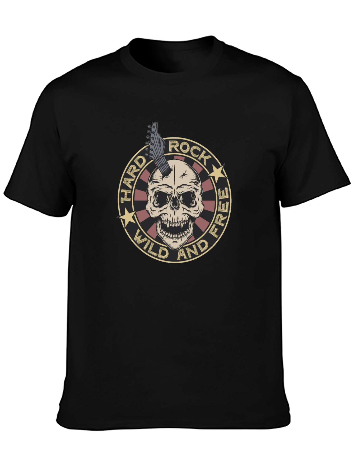 Camiseta Negra Rock n Roll Cráneo