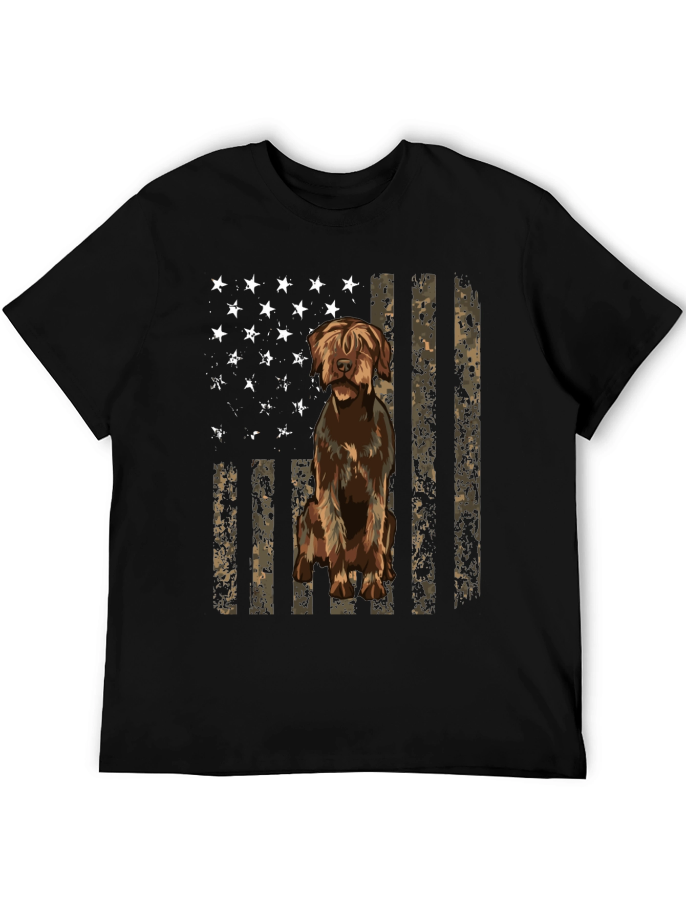 Camiseta Negra con Diseño de Bandera y Perro